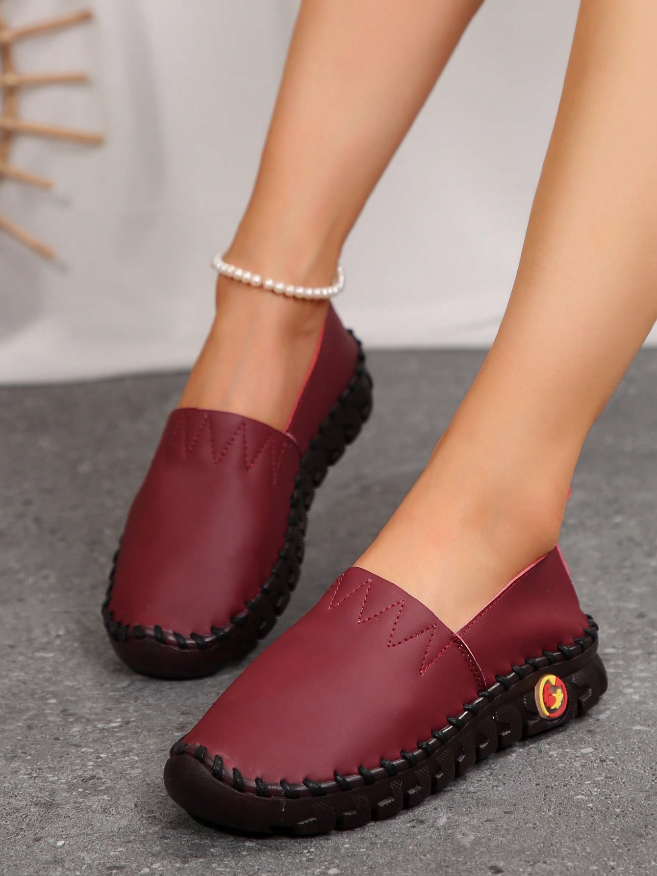 In Burgundy Women Flats