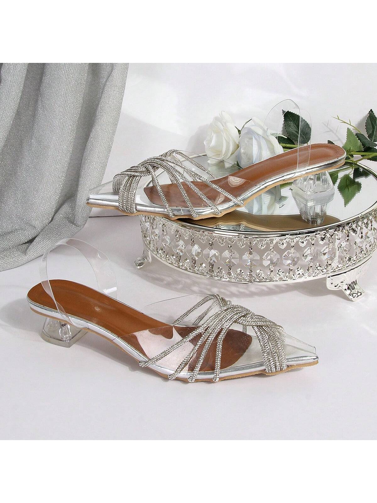 In Silver Women Slippers