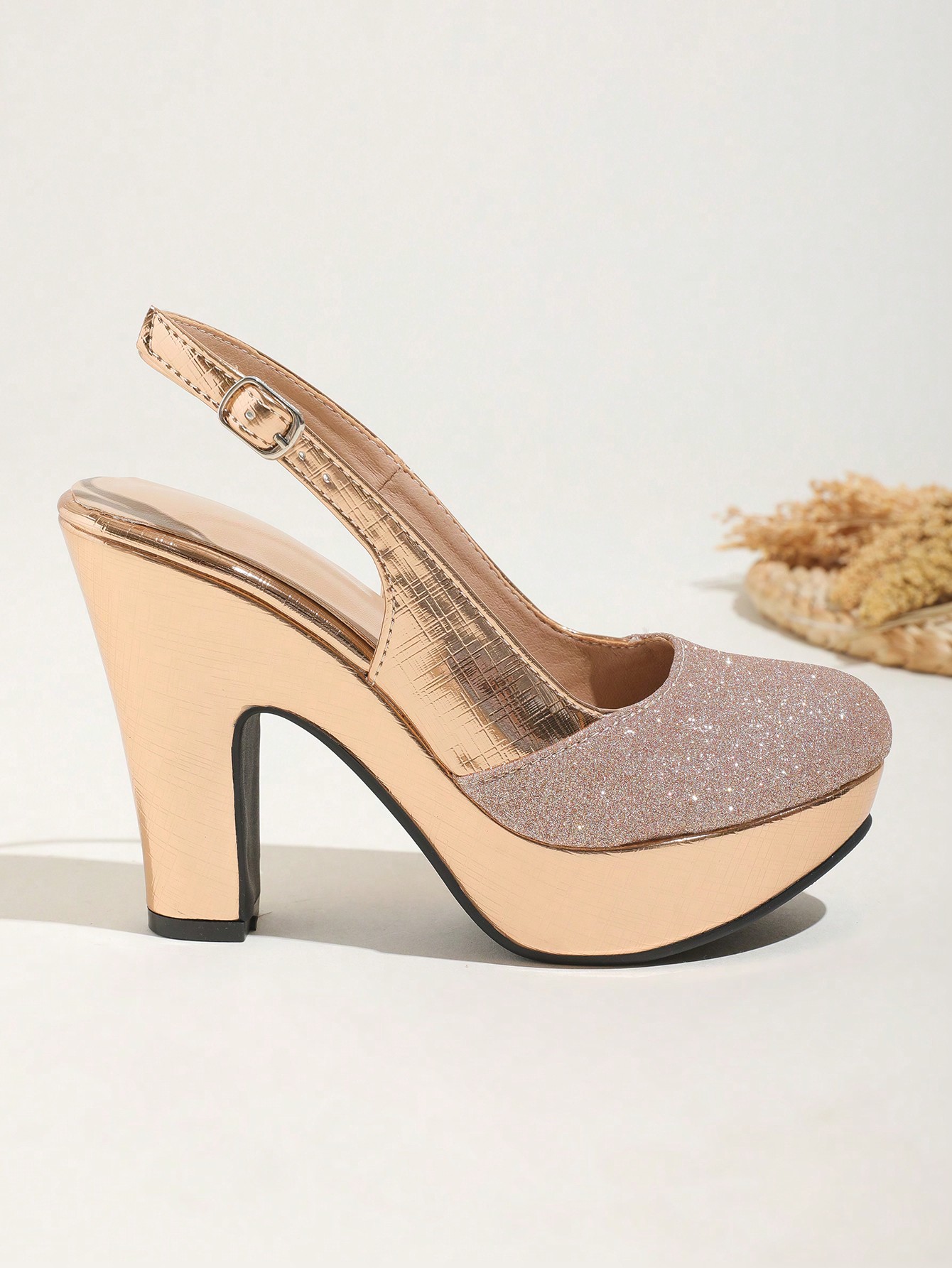 In Rose Gold Women Heeled Sandals