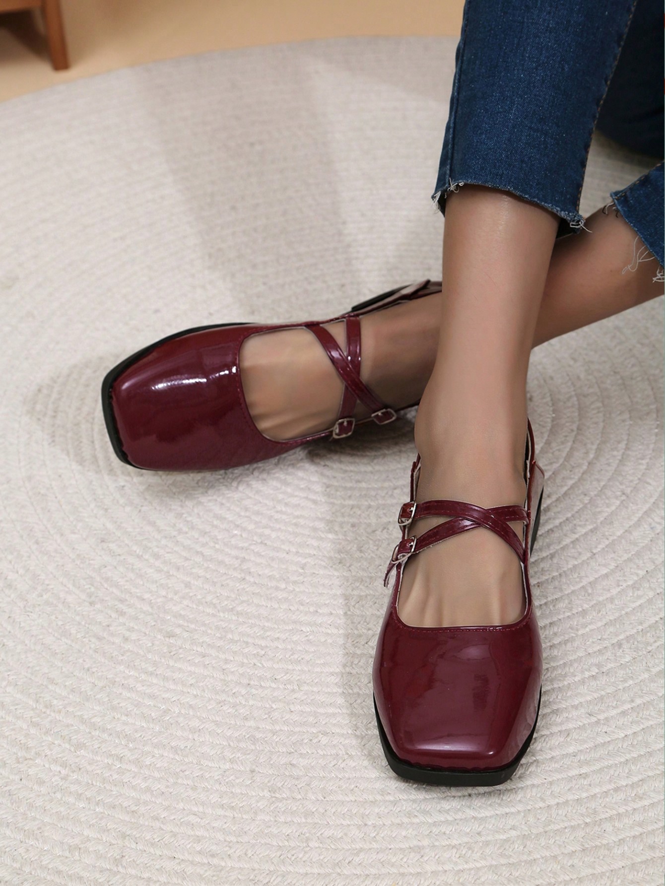 In Burgundy Women Flats