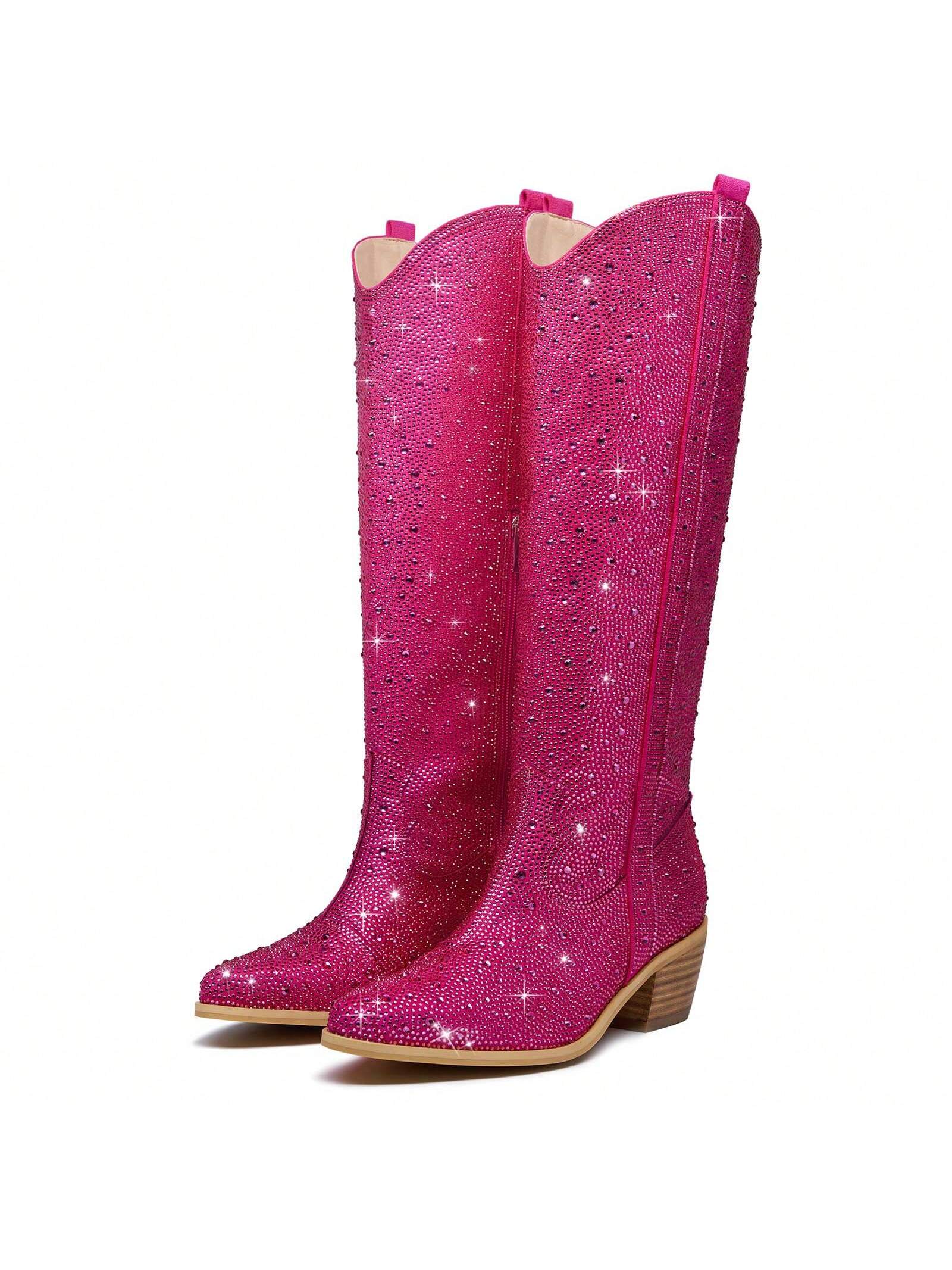 In Hot Pink Women Mid-Calf Boots