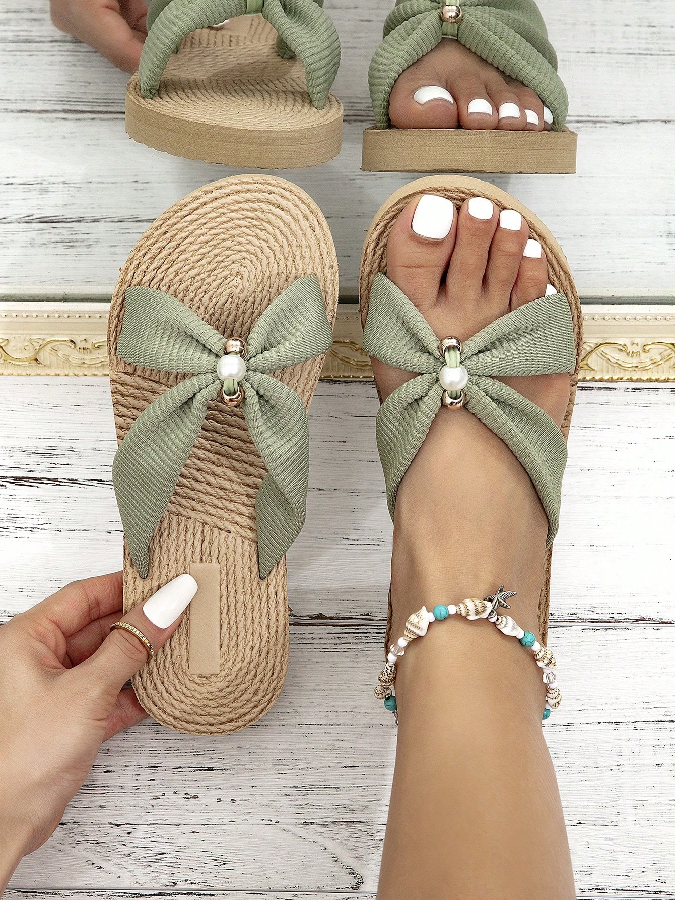 In Olive Green Women Sandals