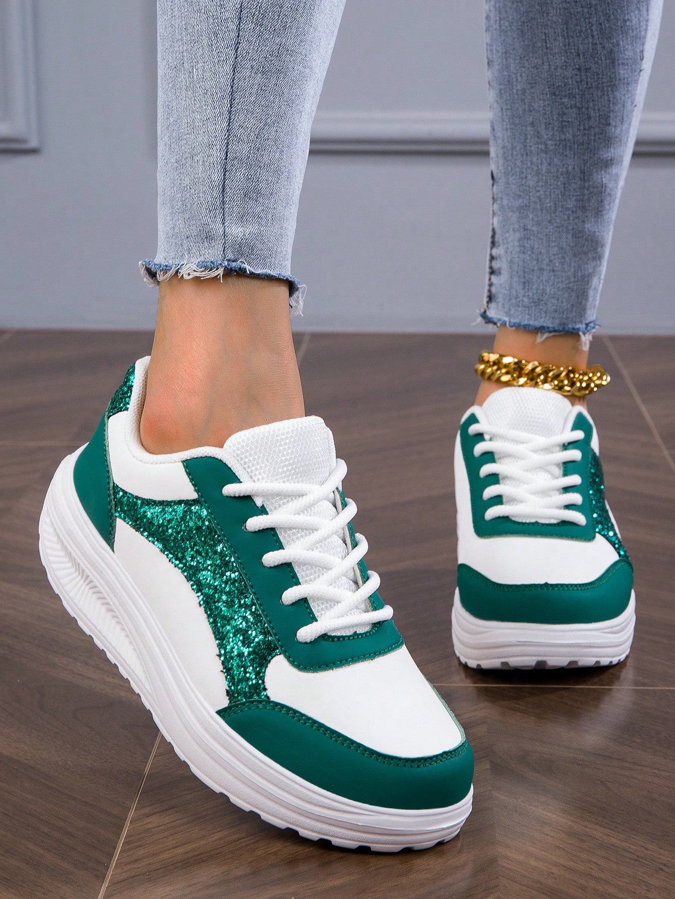 In Dark Green Women Shoes