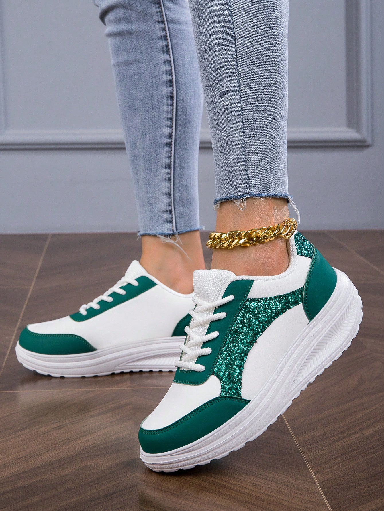 In Dark Green Women Shoes