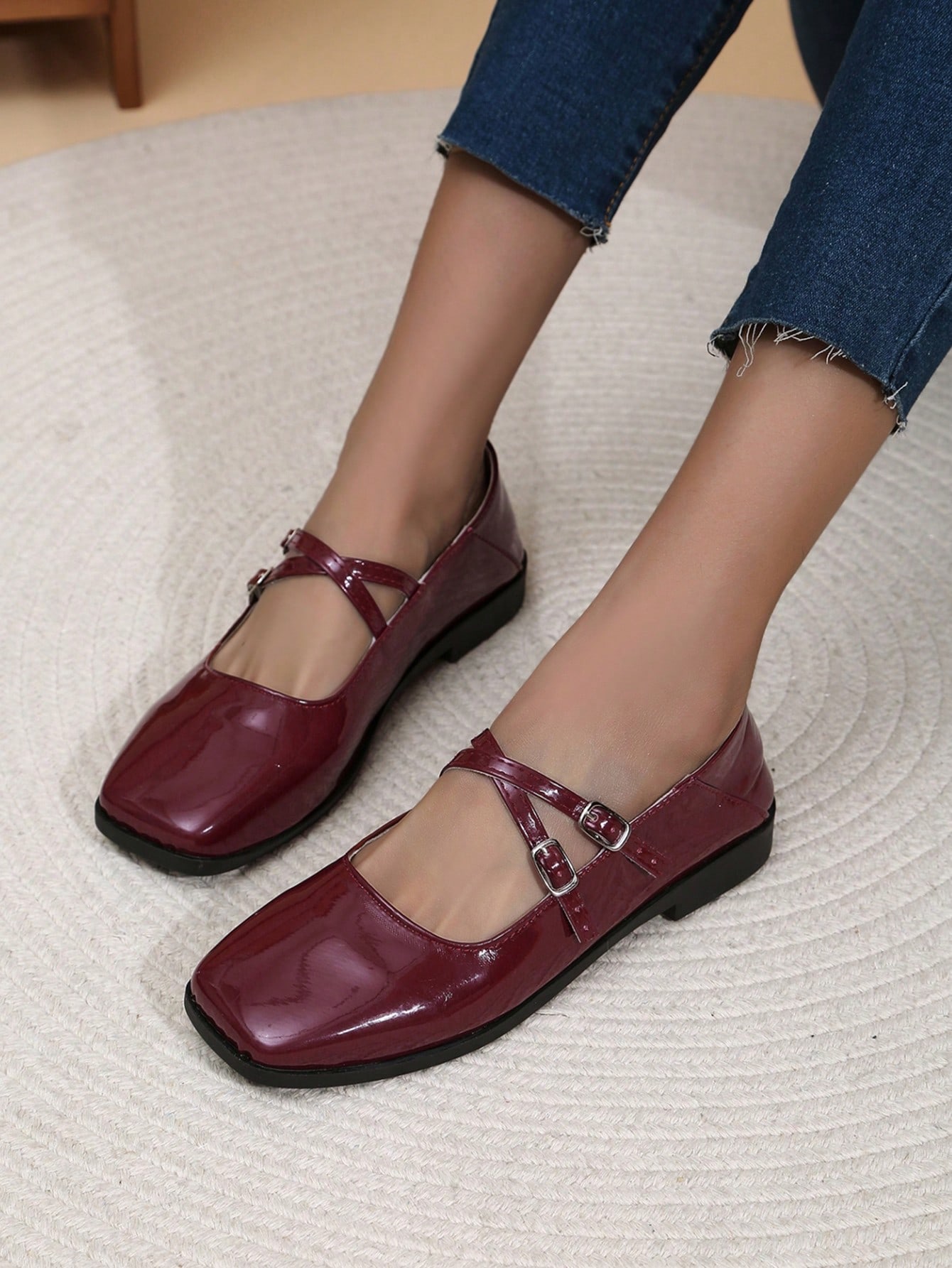 In Burgundy Women Flats