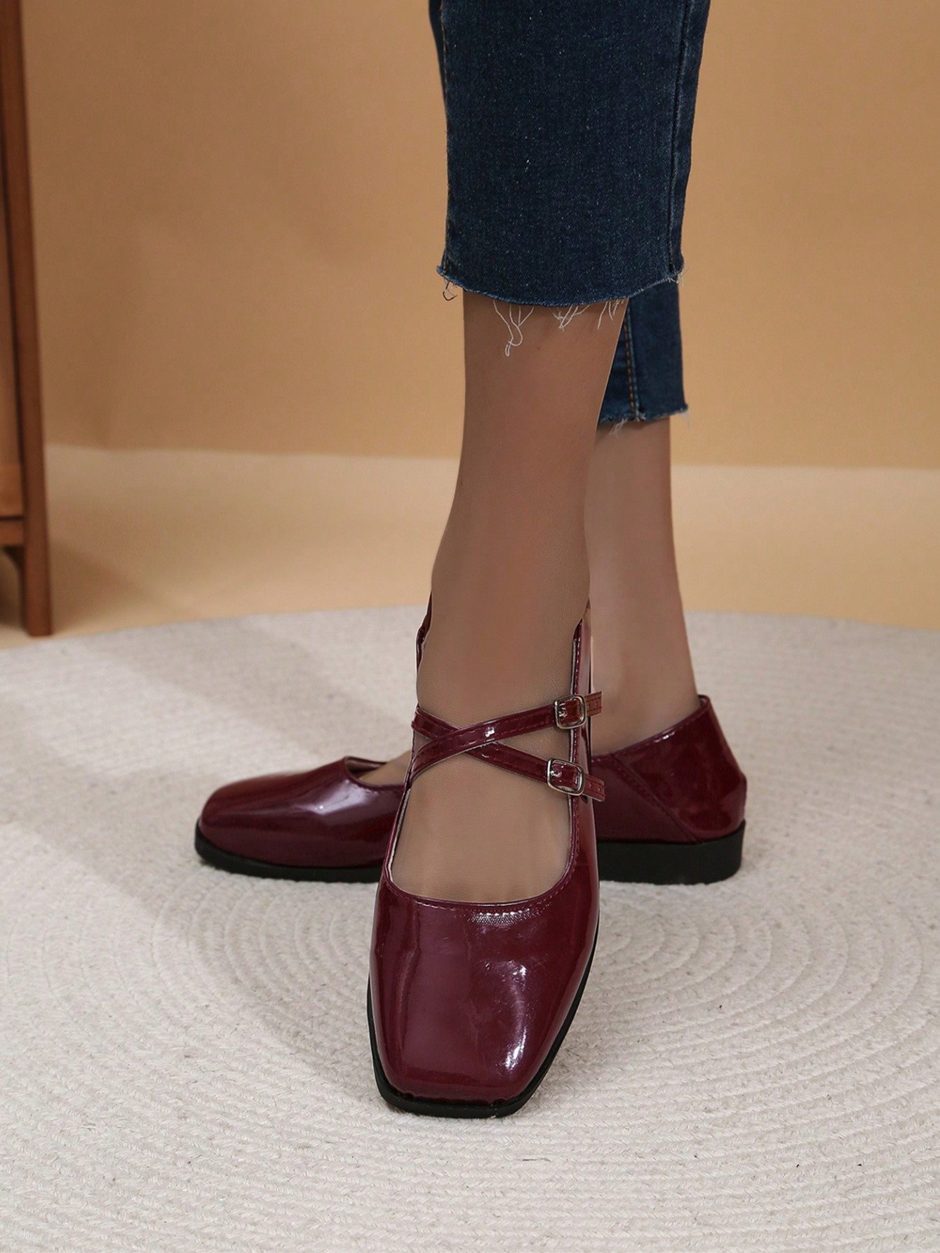 In Burgundy Women Flats