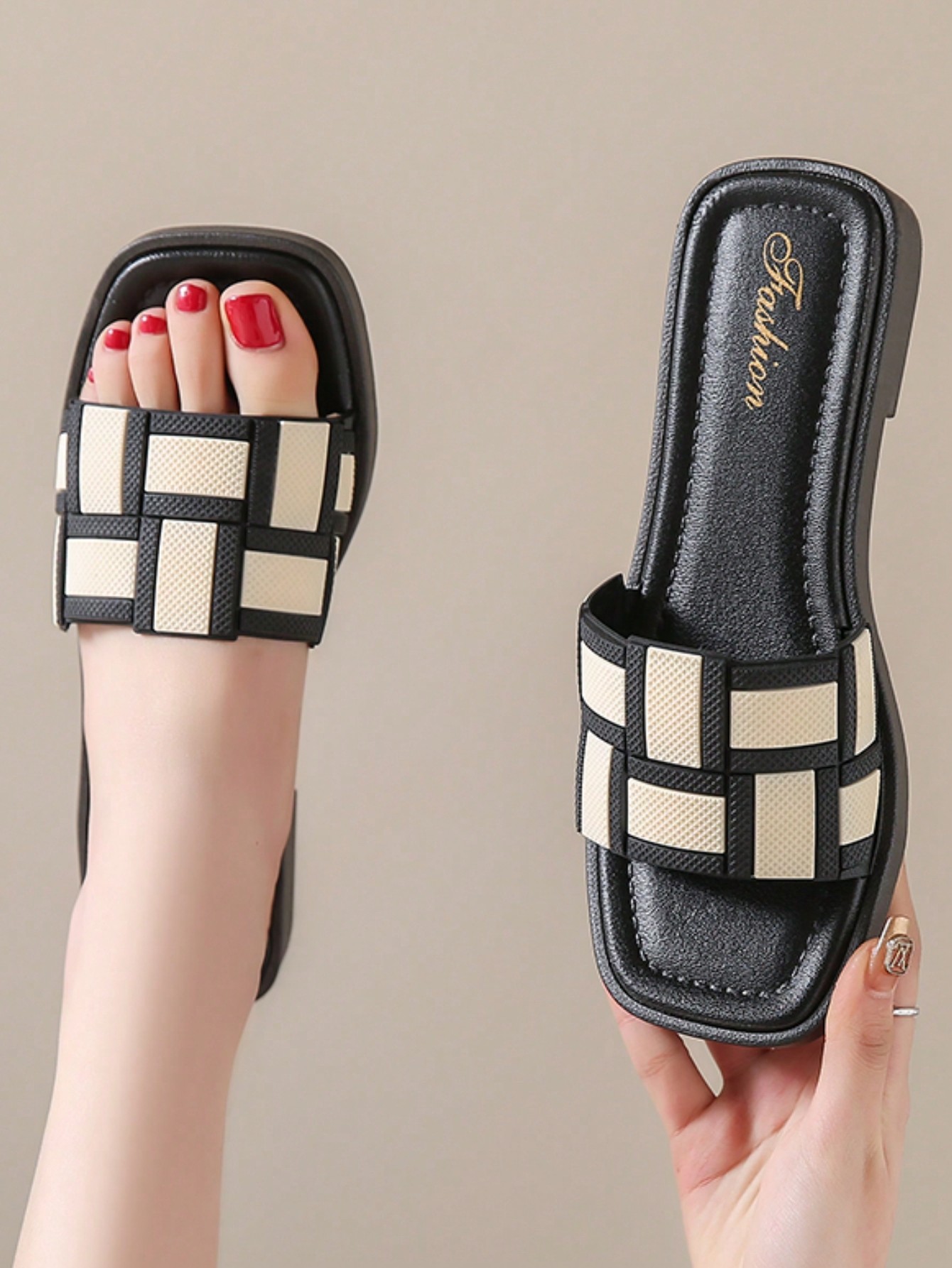 In Black and White Women Sandals