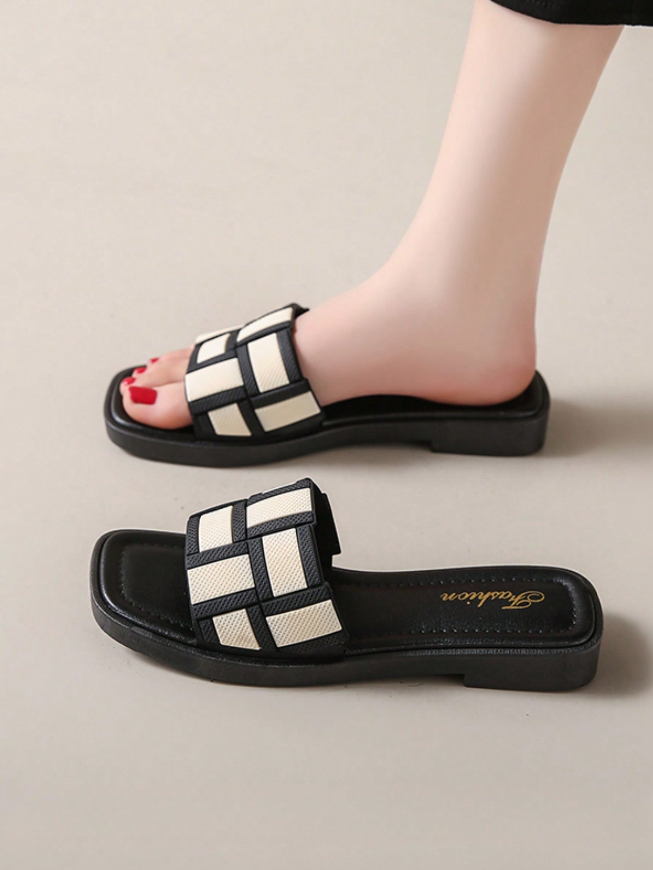 In Black and White Women Sandals