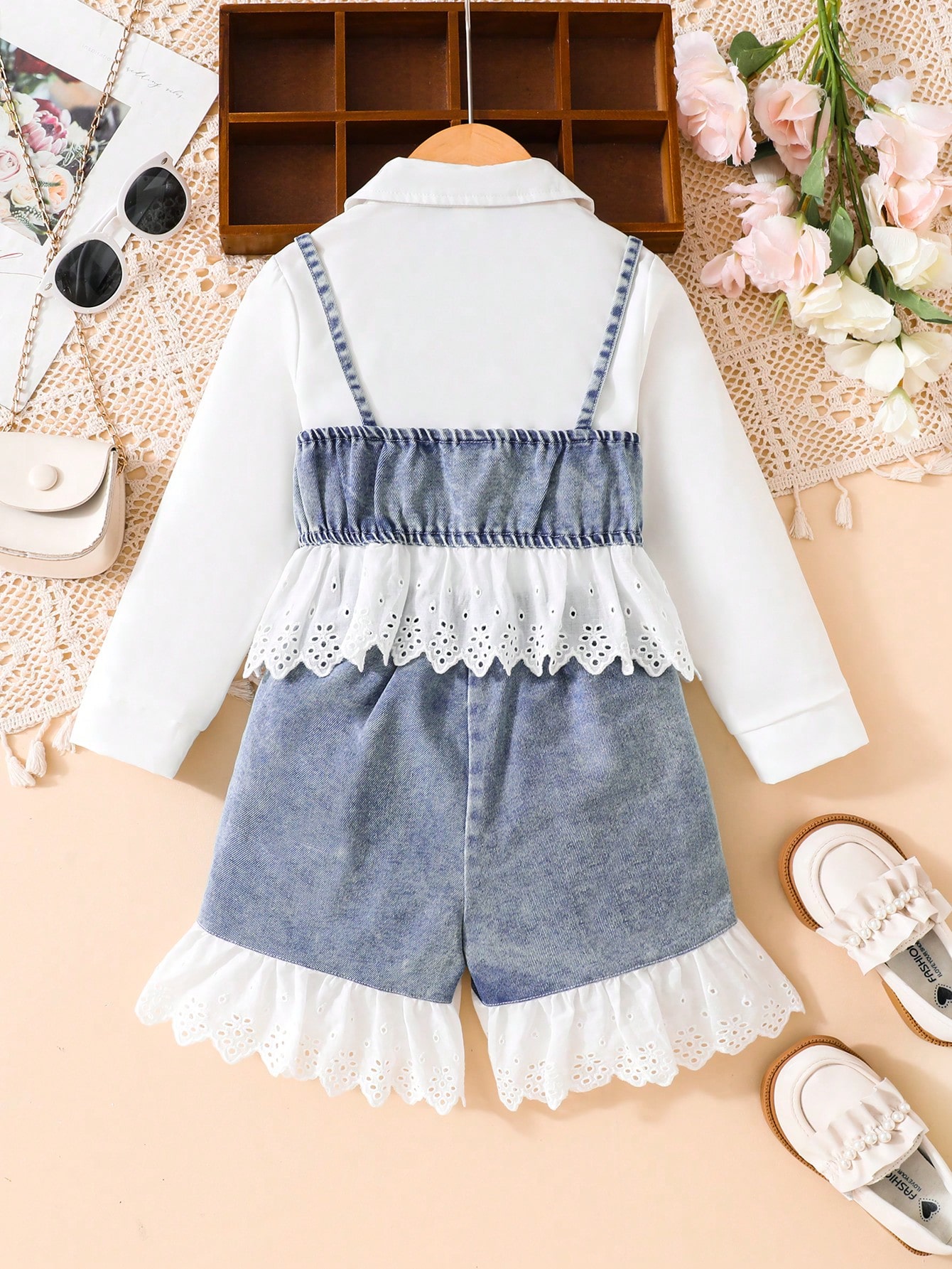 Young Girls Denim Two-piece Outfits