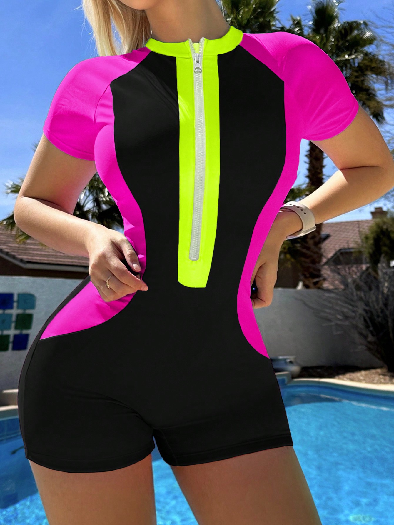 In Short Sleeve Women One-Pieces