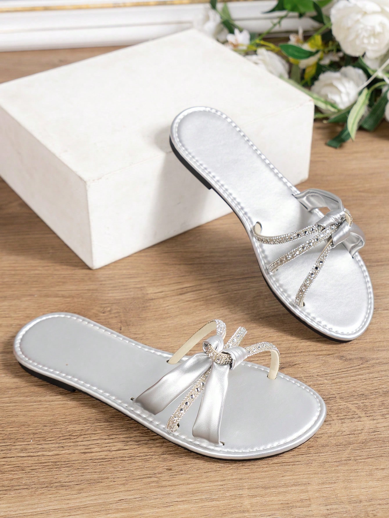 In Silver Women Slippers