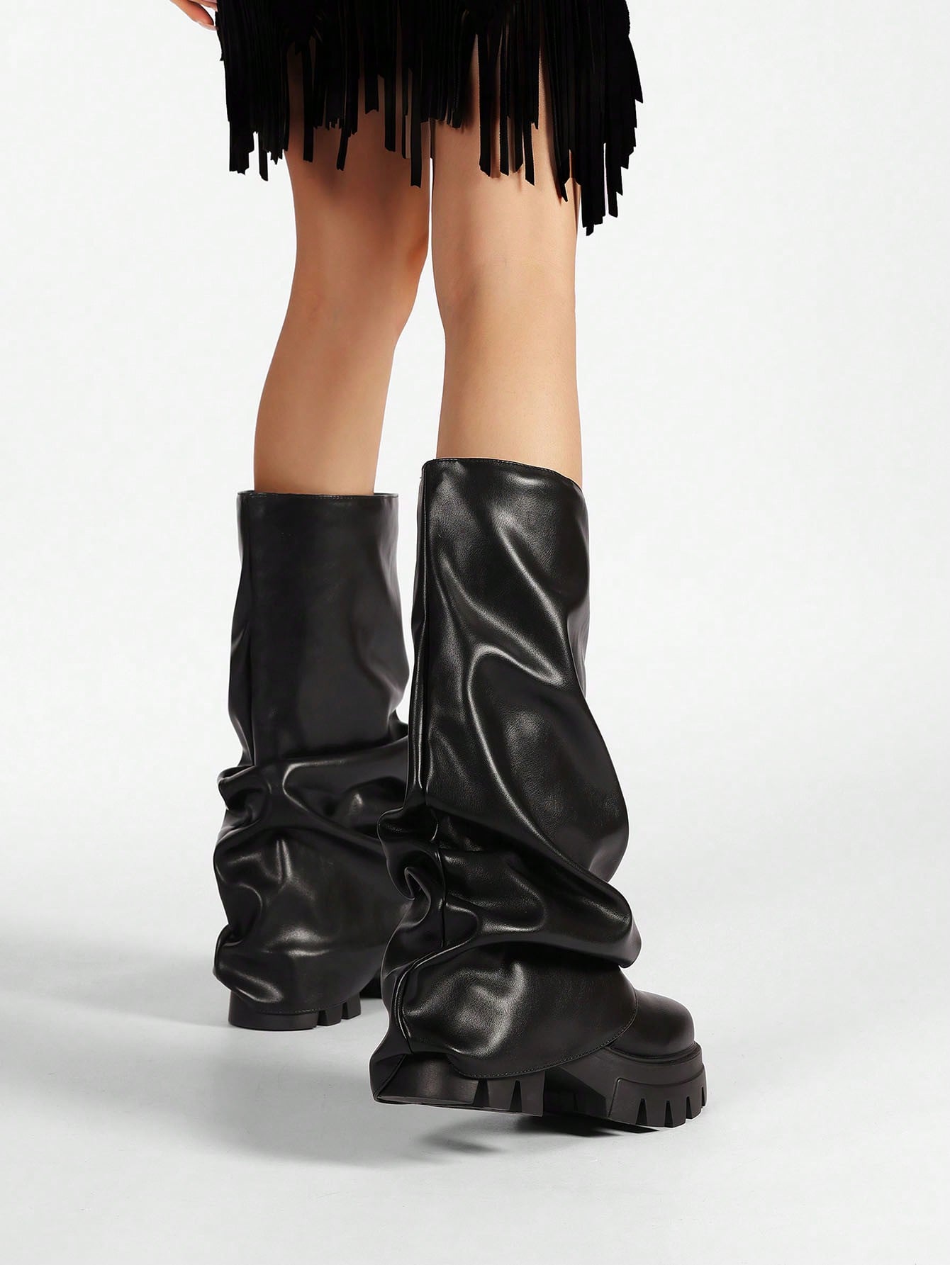 In Black Women Knee-High Boots