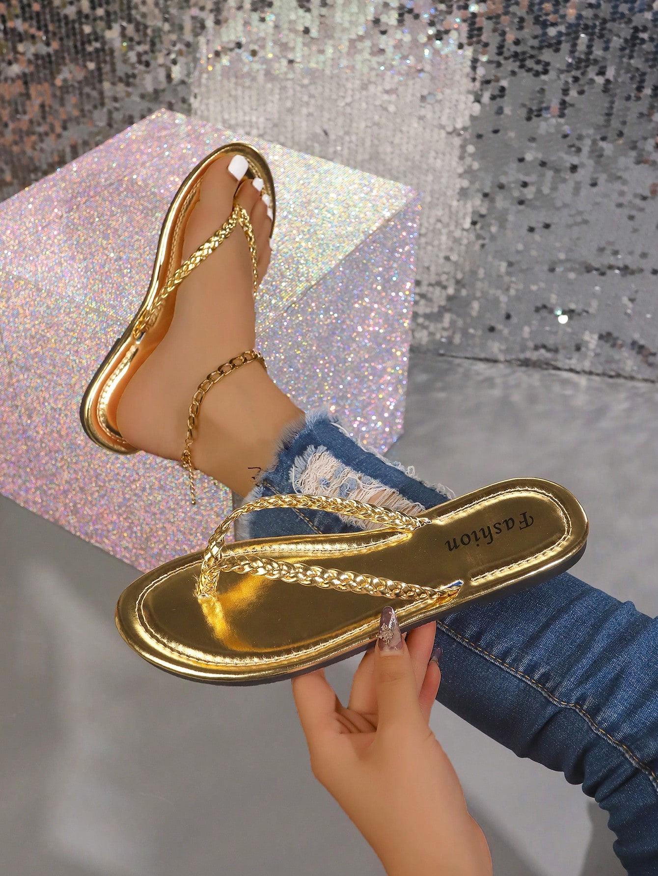 In Gold Women Slippers