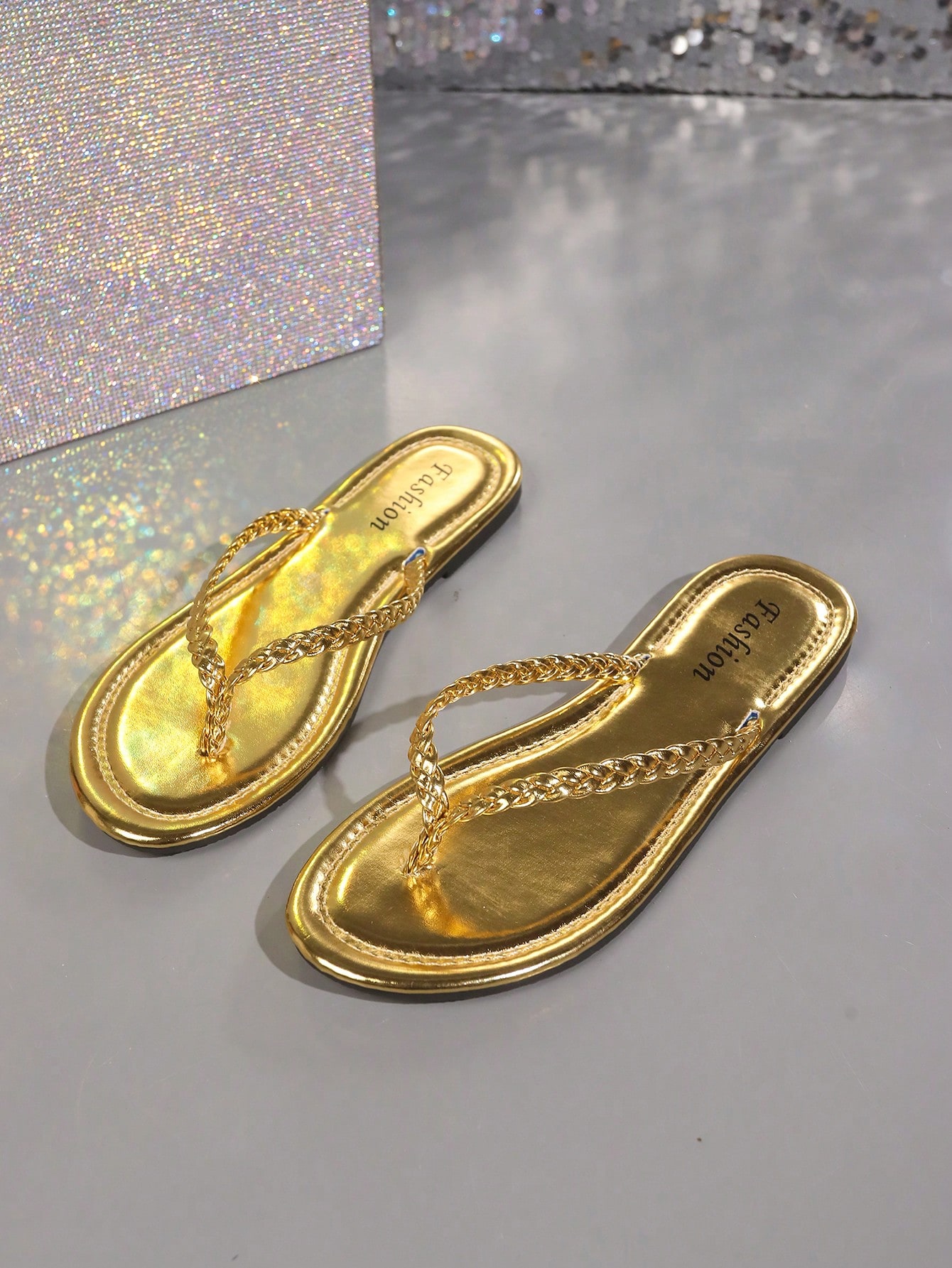 In Gold Women Slippers