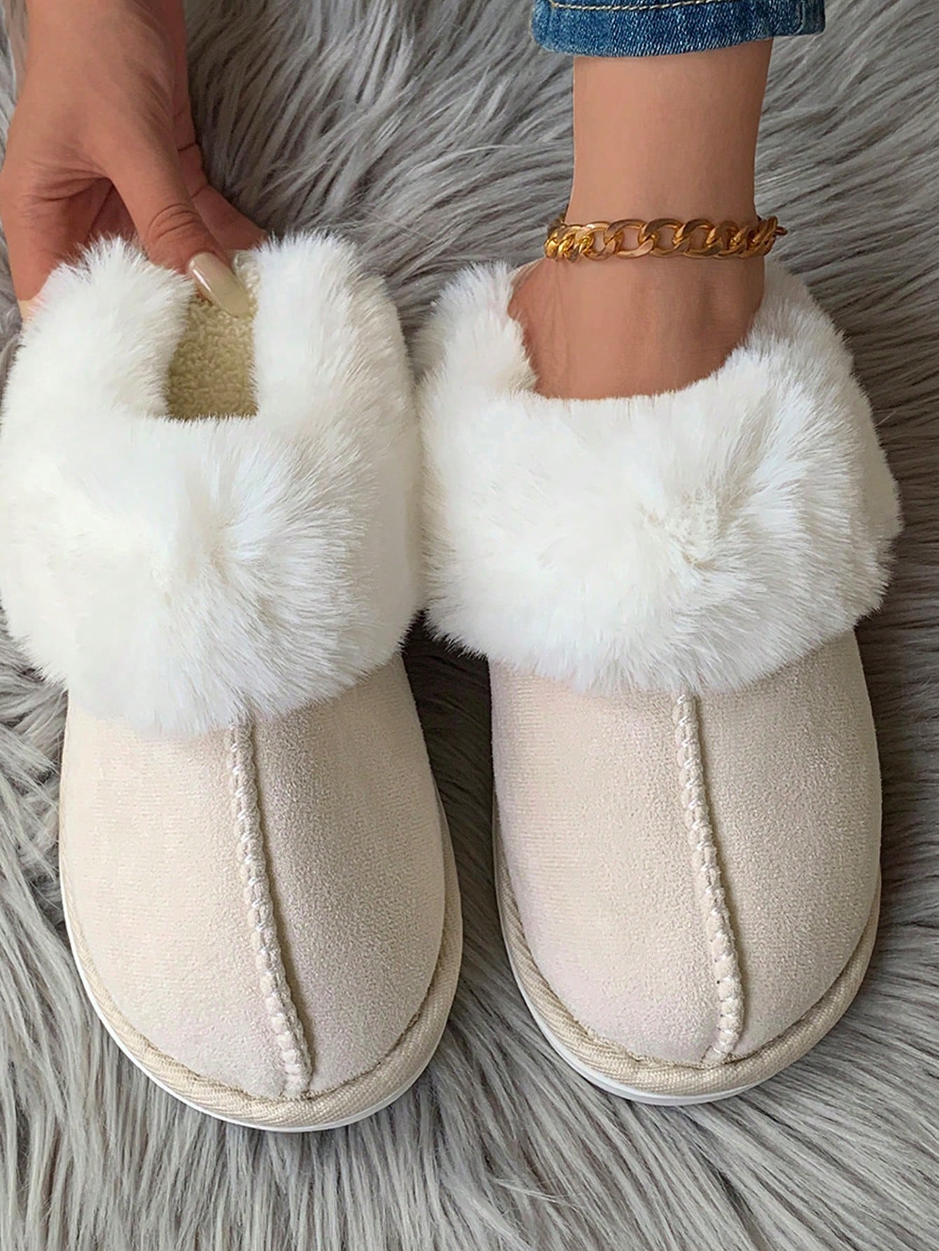 In Beige Women Home Slippers