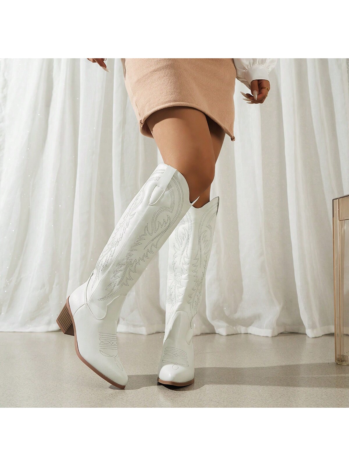 In White Women Knee-High Boots