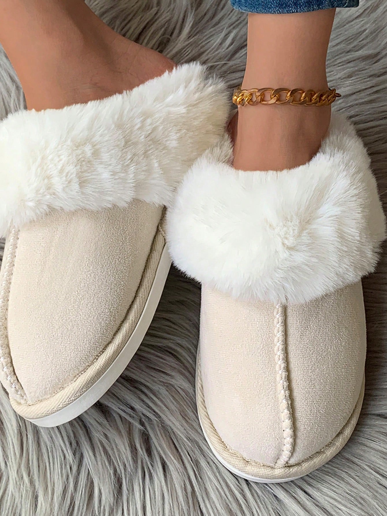 In Beige Women Home Slippers