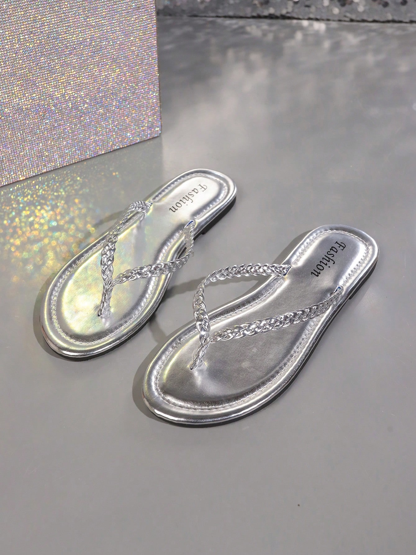 In Silver Women Slippers