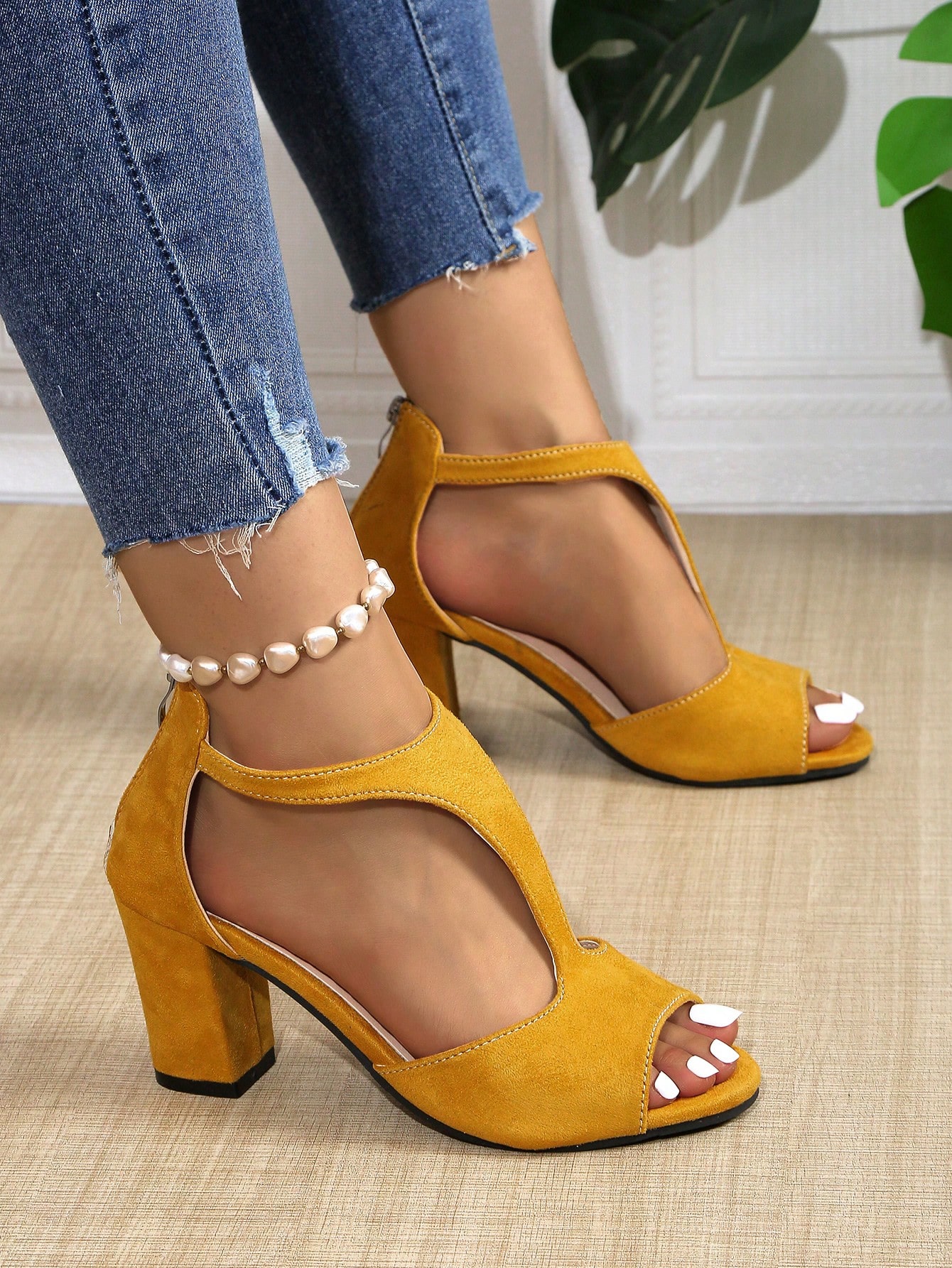 In Yellow Women Heeled Sandals