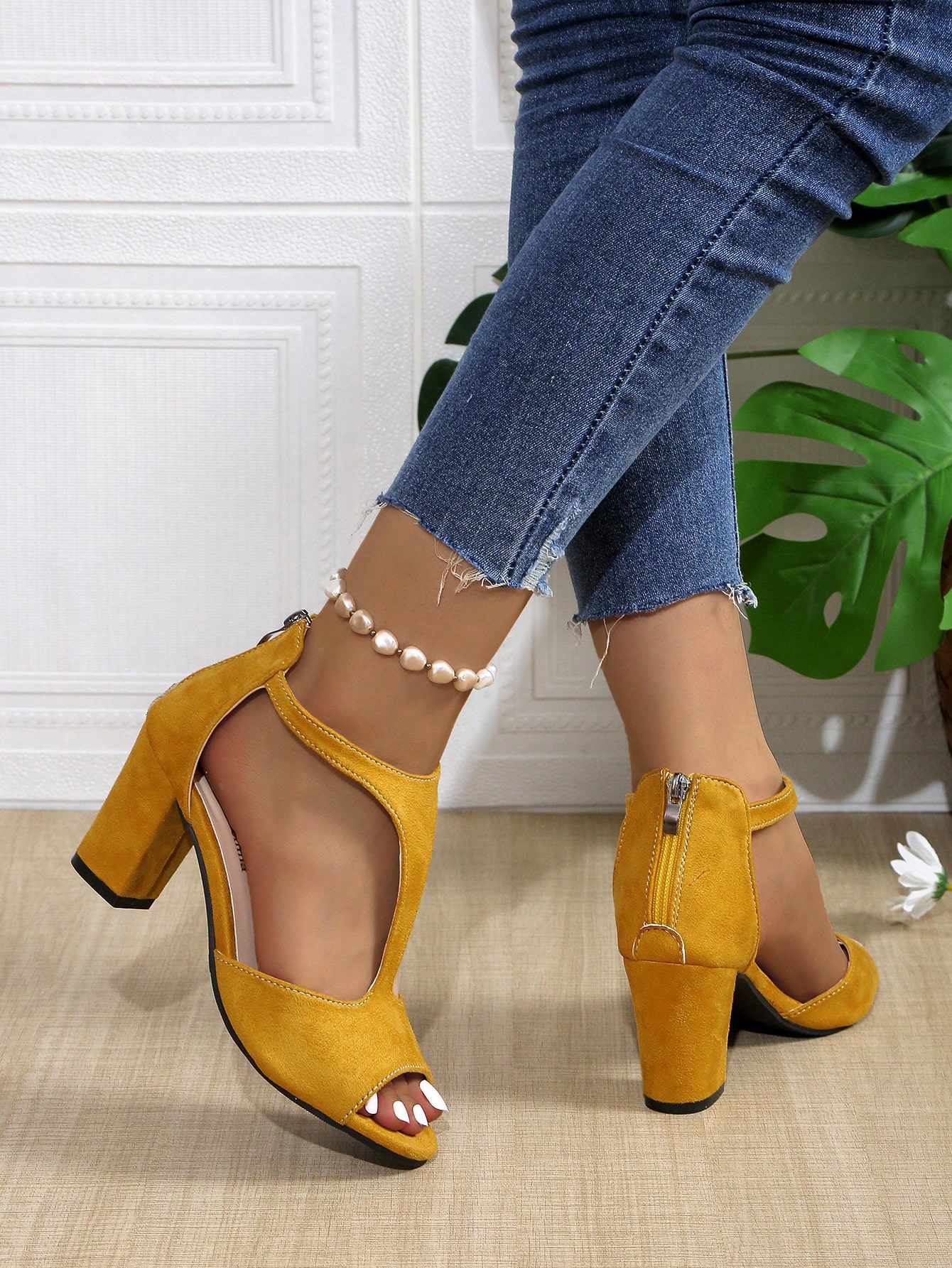 In Yellow Women Heeled Sandals