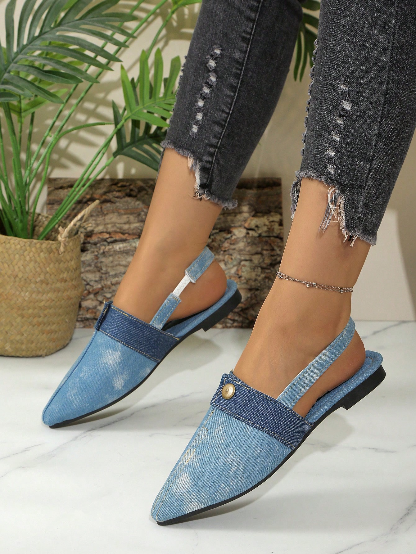 In Baby Blue Women Flats