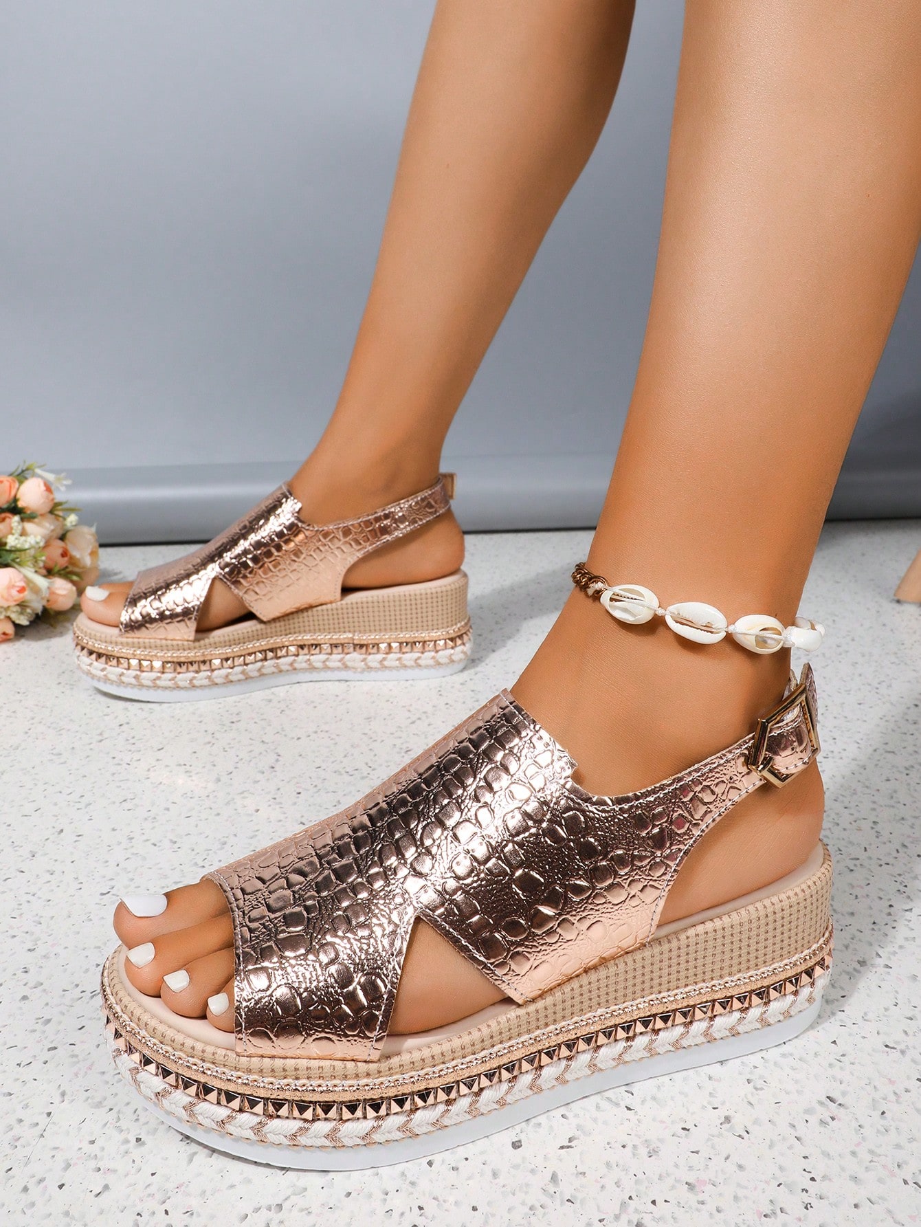 In Rose Gold Women Platforms & Wedge Sandals