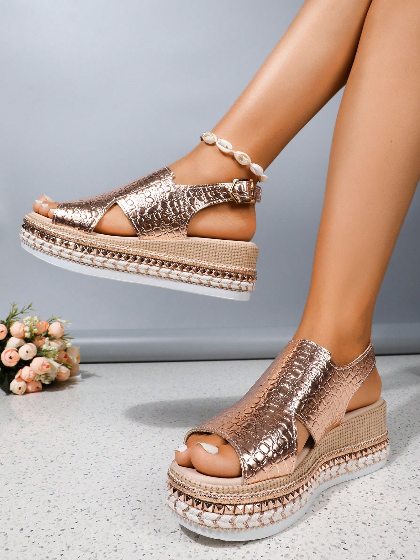 In Rose Gold Women Platforms & Wedge Sandals