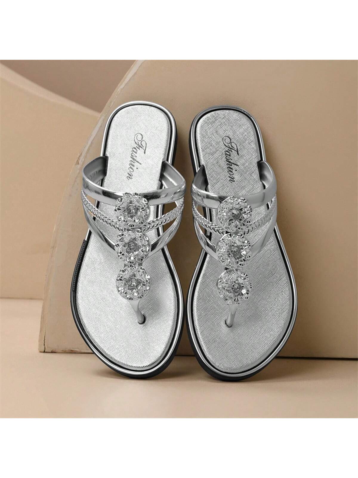 In Silver Women Slippers