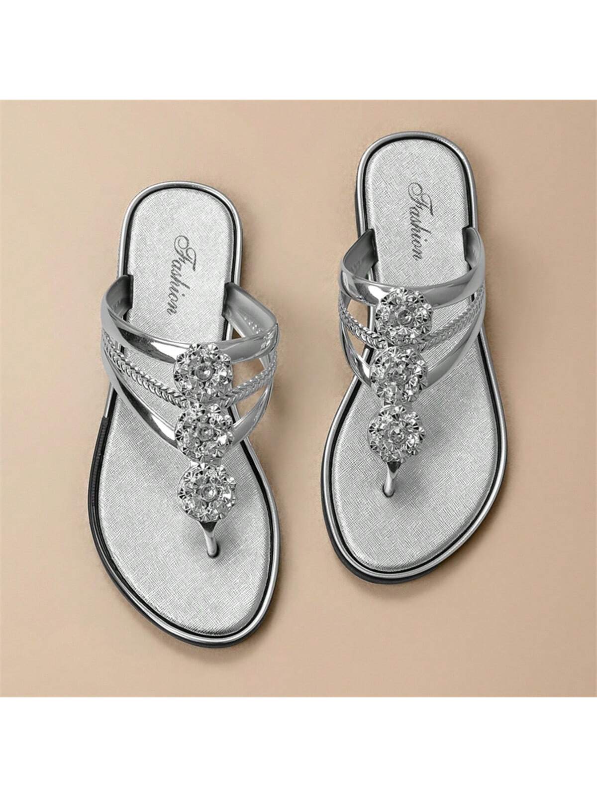 In Silver Women Slippers