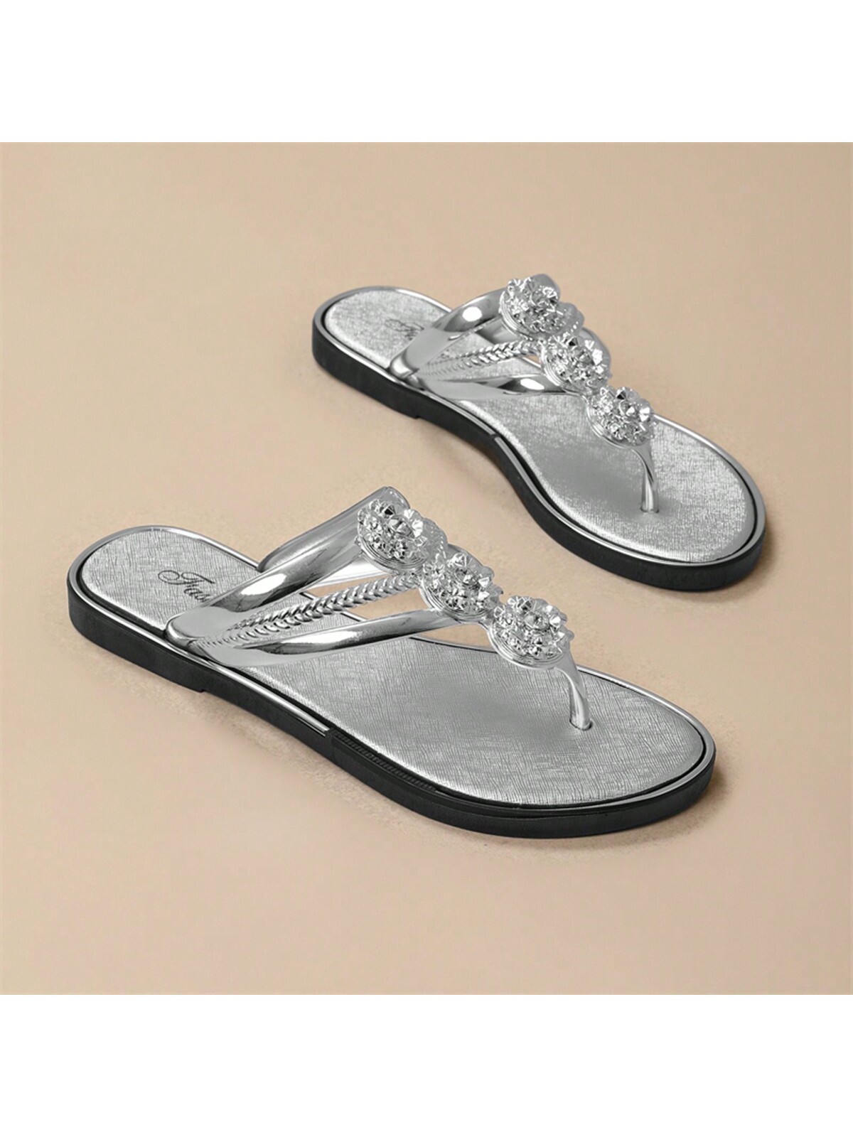 In Silver Women Slippers