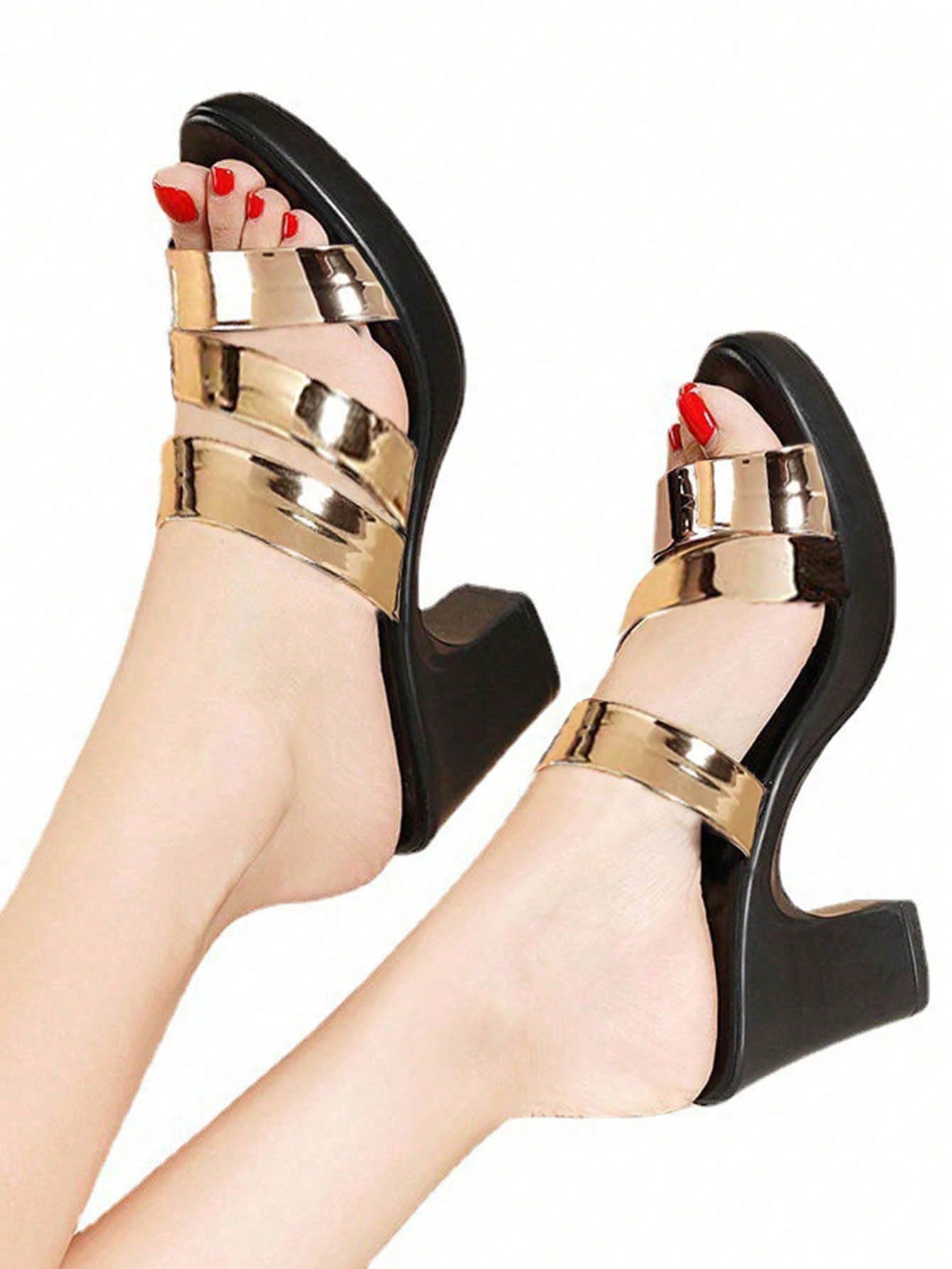 In Gold Women Heeled Sandals