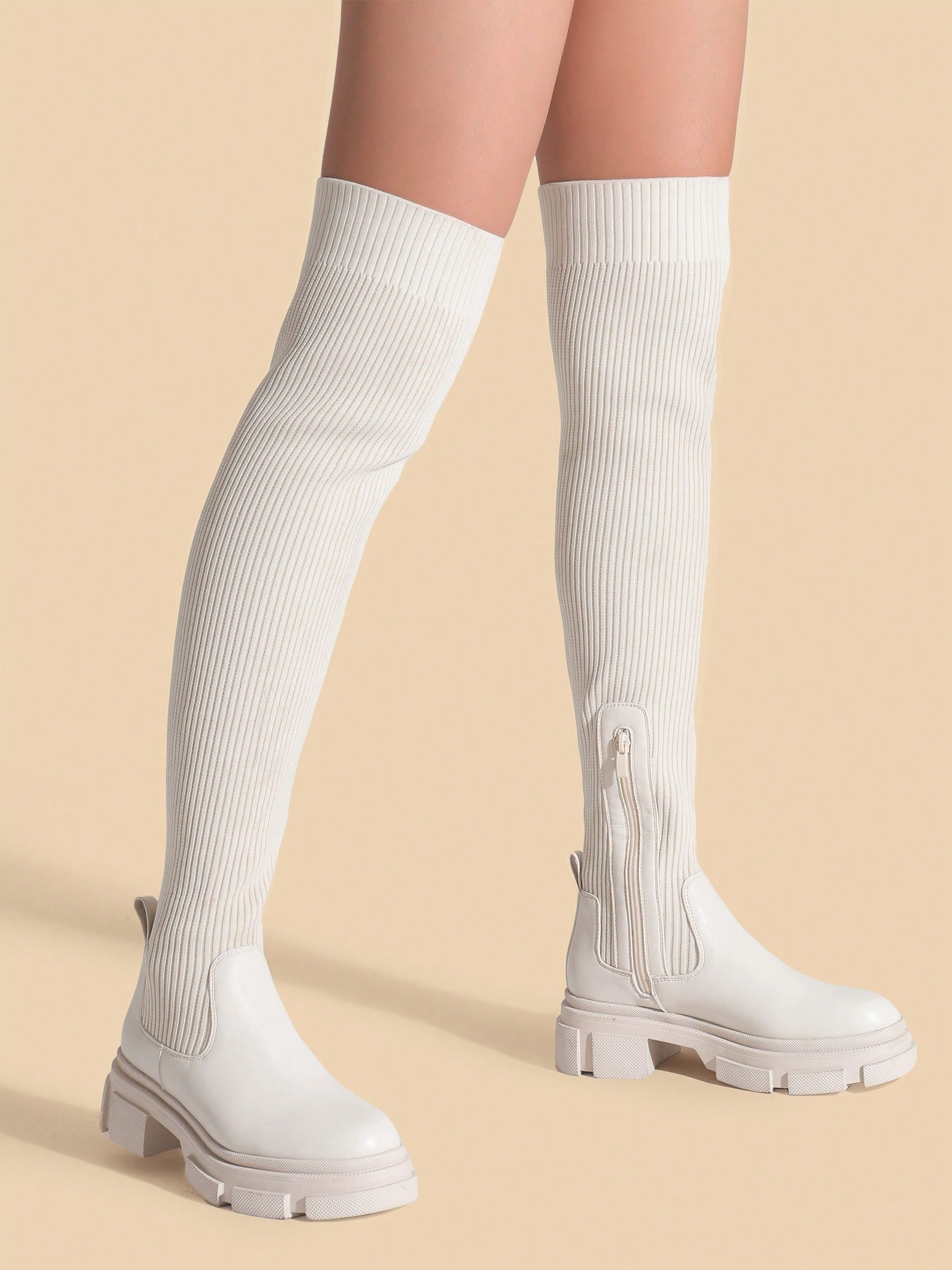 In White Women Over-the-Knee Boots