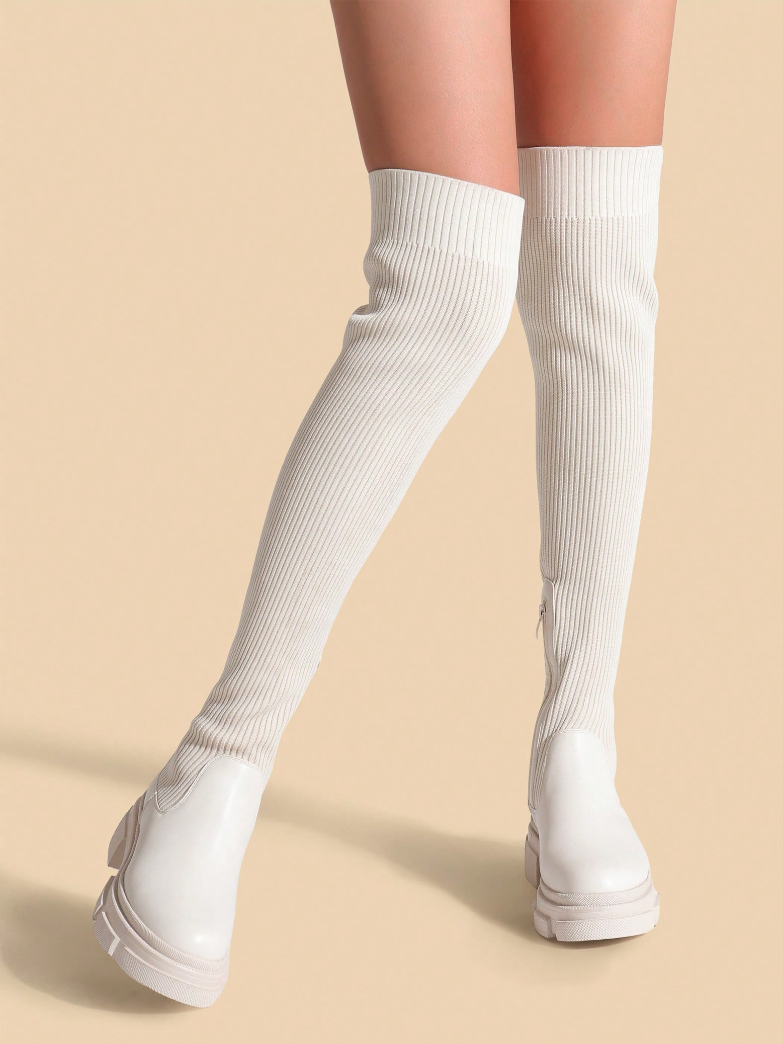 In White Women Over-the-Knee Boots