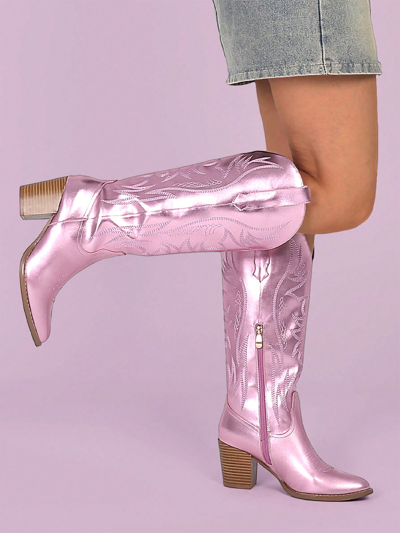 In Pink Women Knee-High Boots