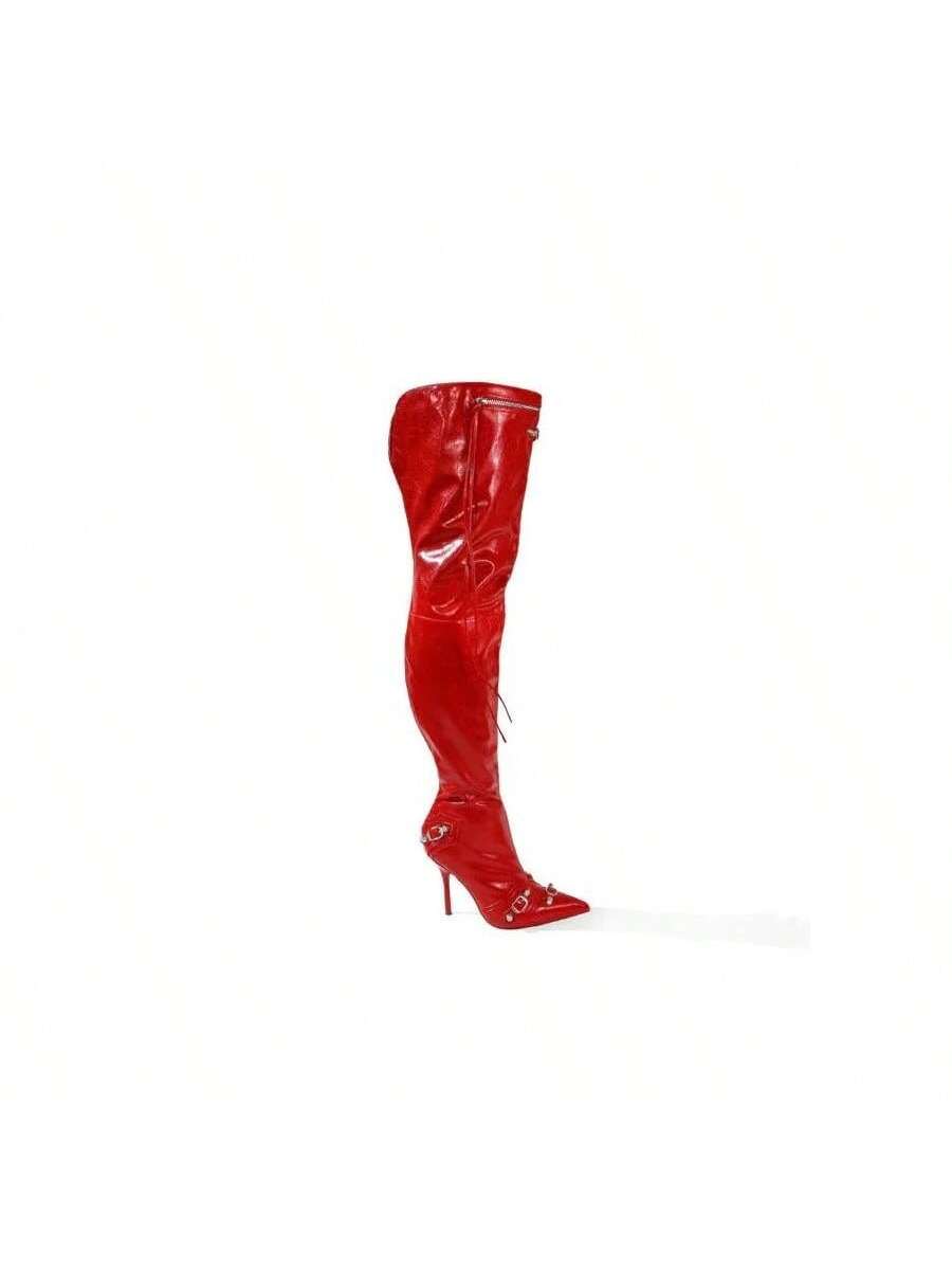 In Red Women Over-the-Knee Boots