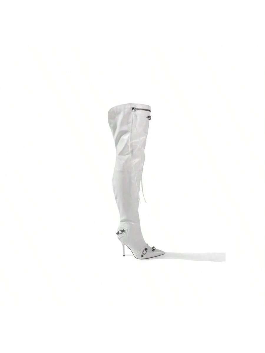 In White Women Over-the-Knee Boots