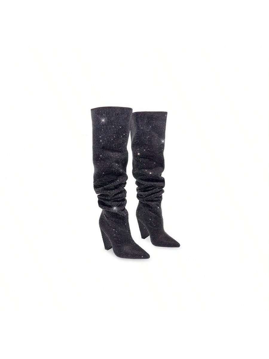 In Silver Women Knee-High Boots