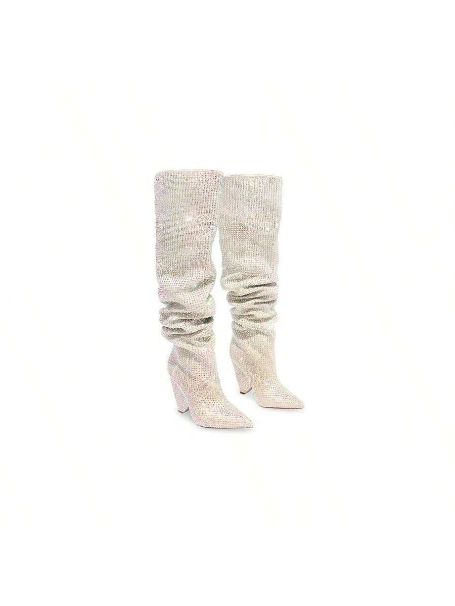 In Silver Women Knee-High Boots