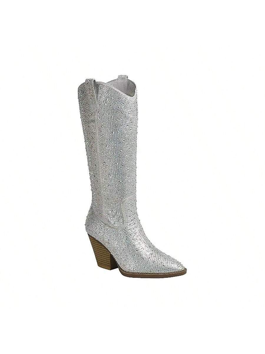 In Silver Women Knee-High Boots