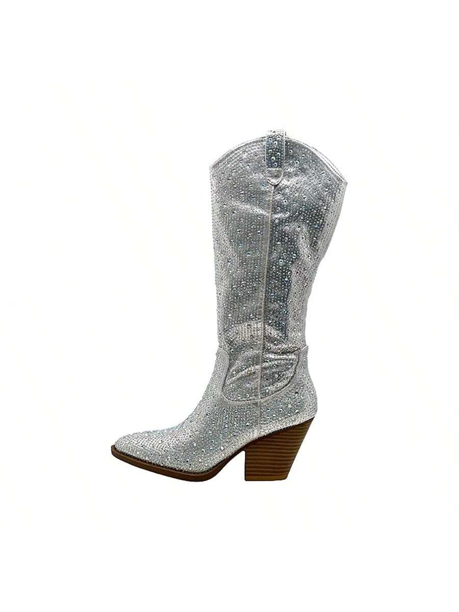 In Silver Women Knee-High Boots