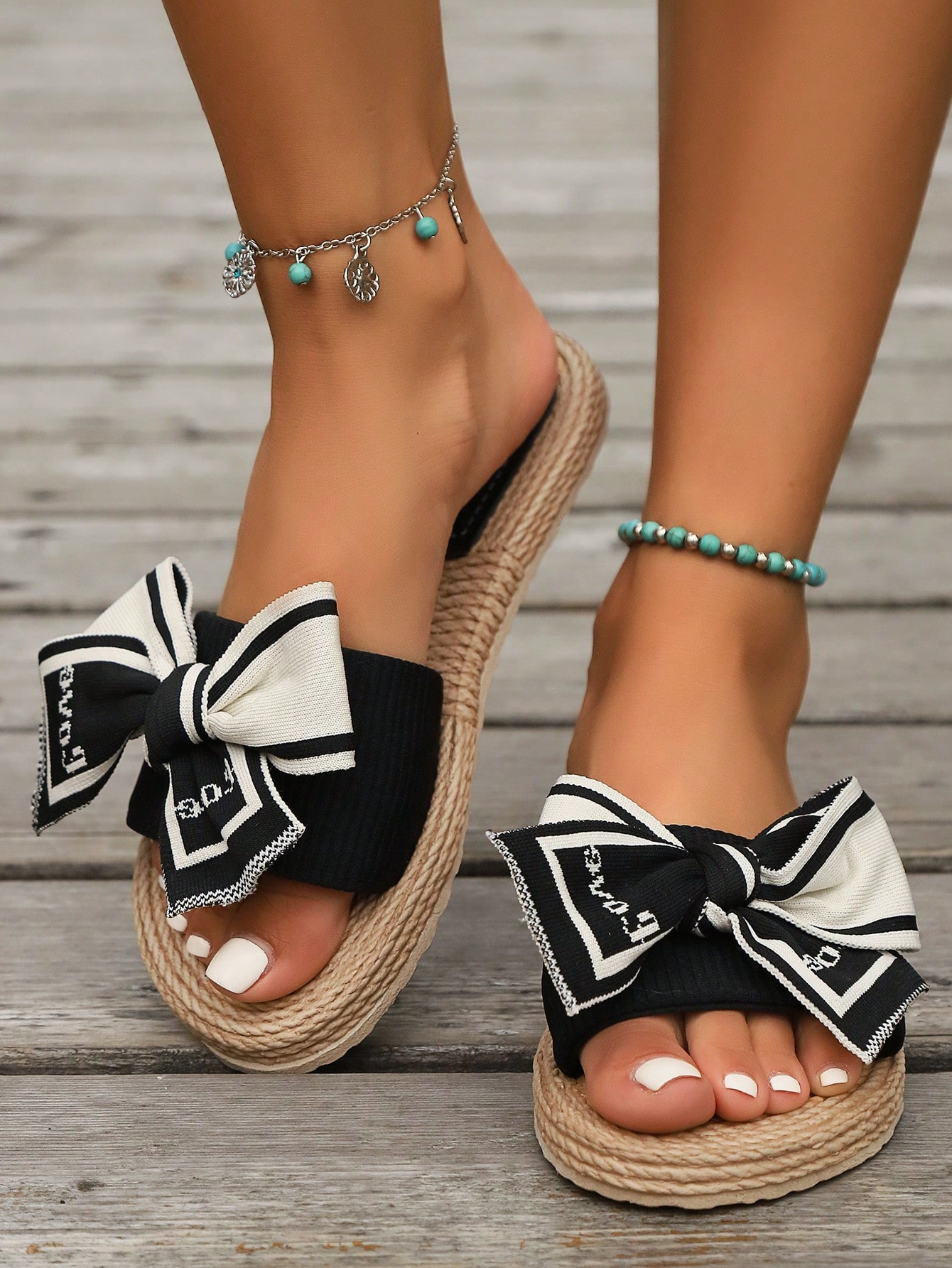 In Black and White Women Sandals