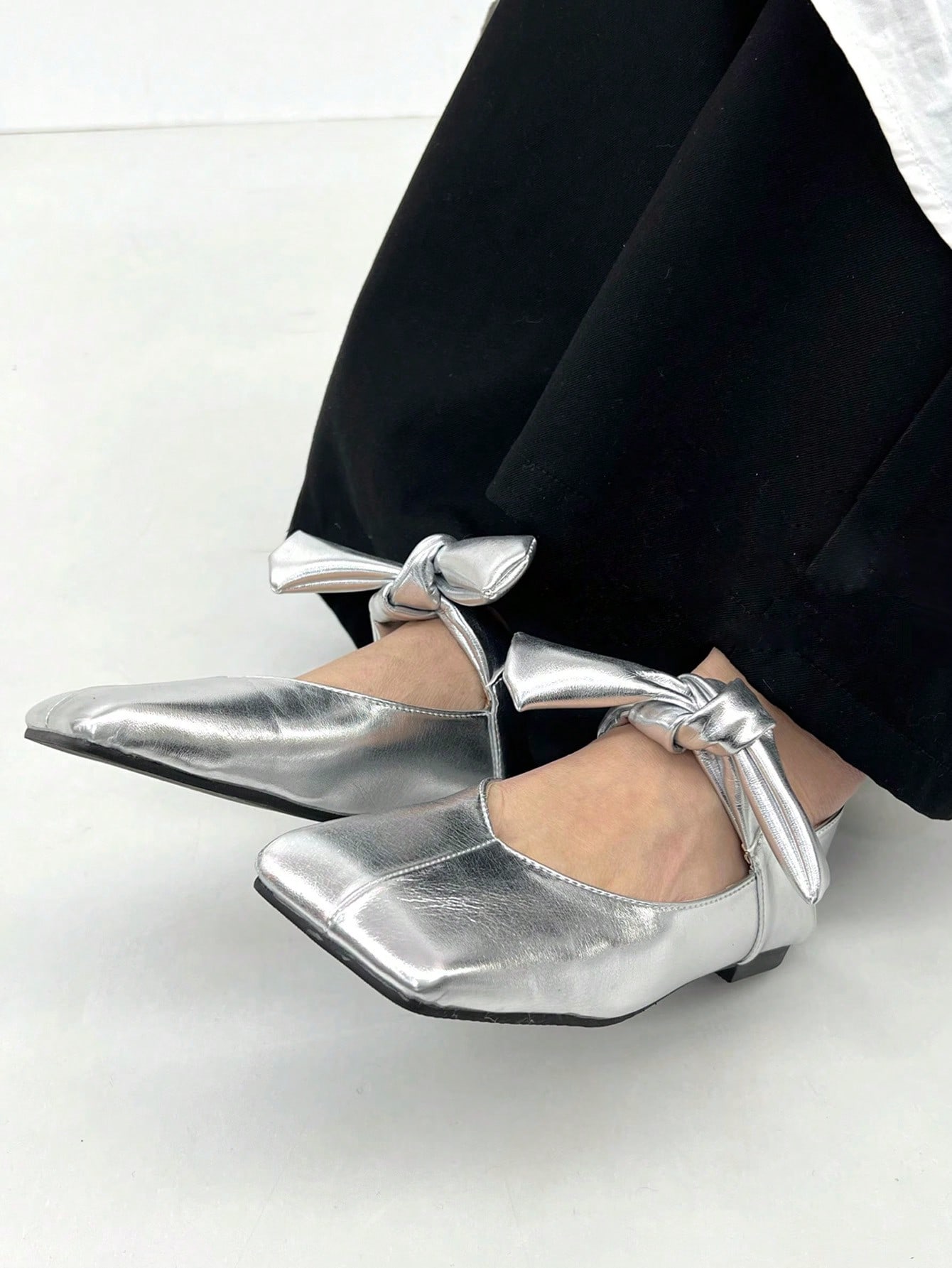 In Silver Women Flats