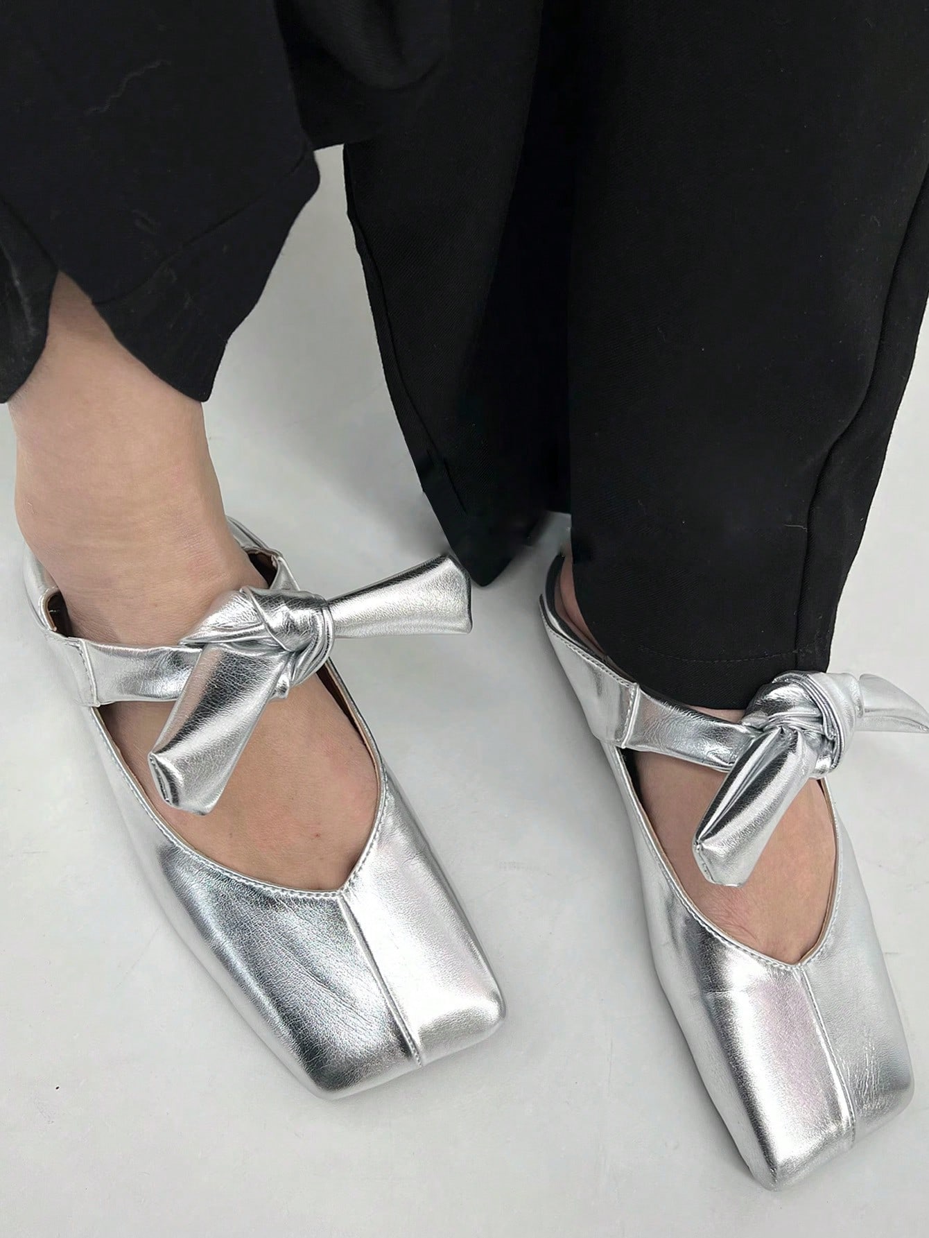 In Silver Women Flats