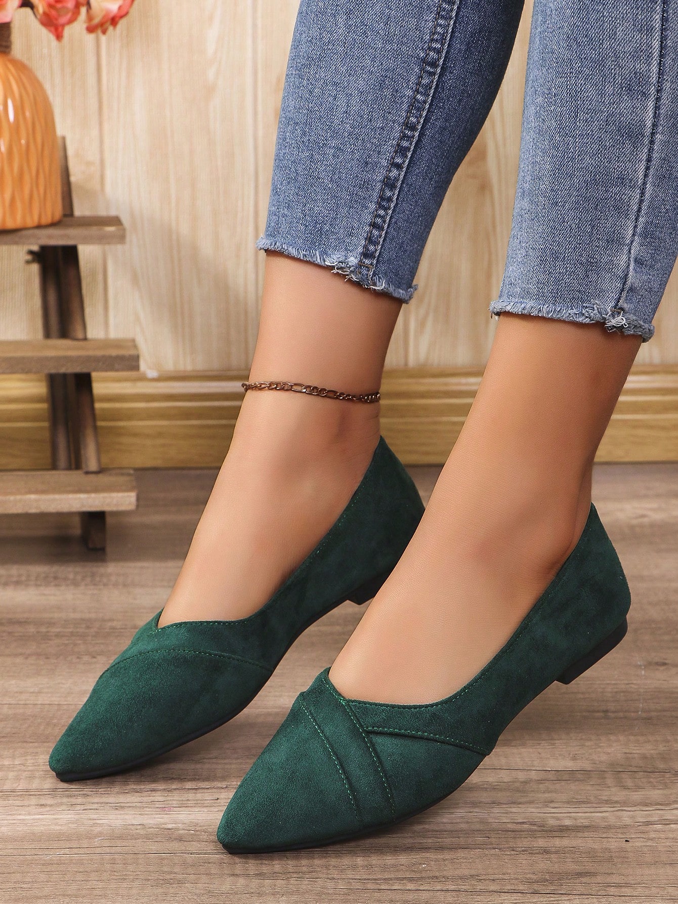 In Dark Green Women Shoes