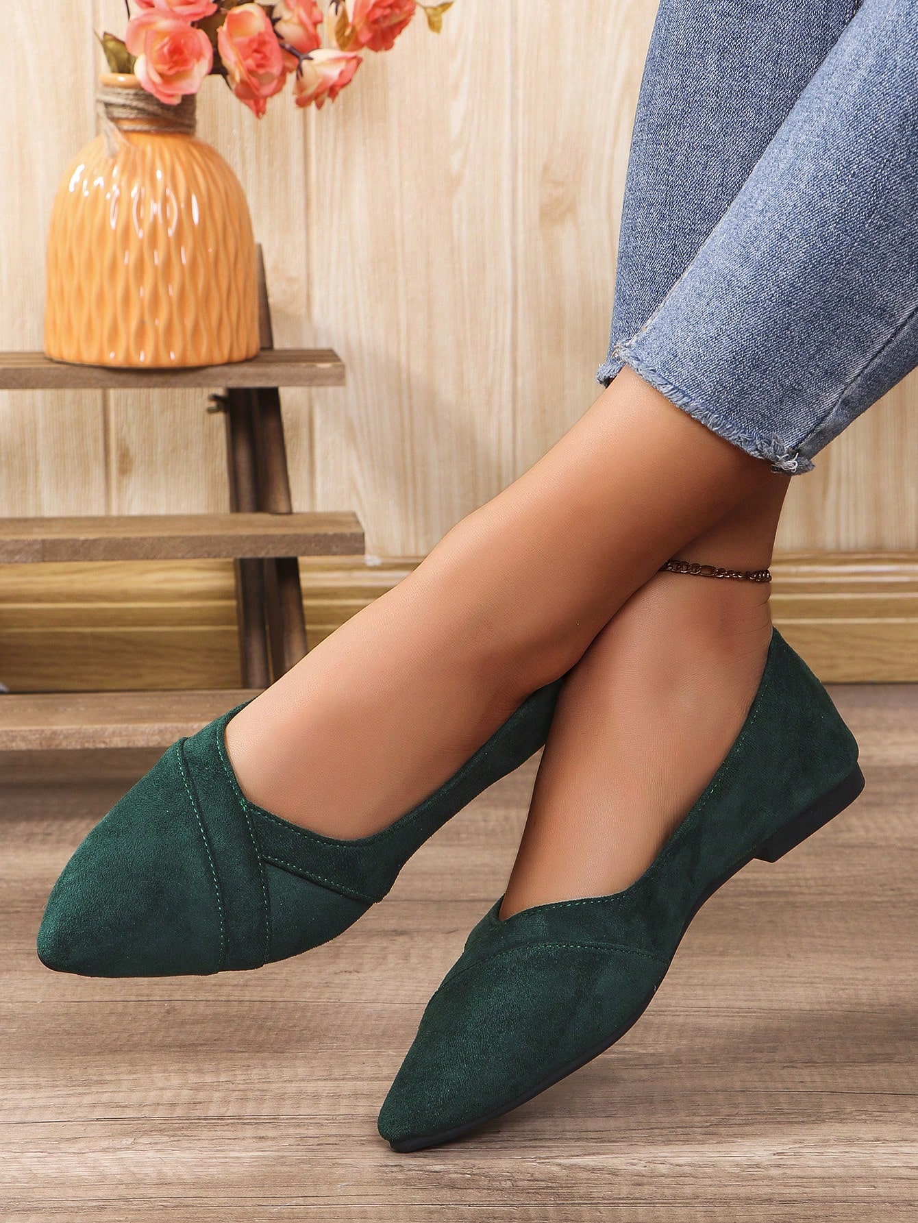 In Dark Green Women Shoes