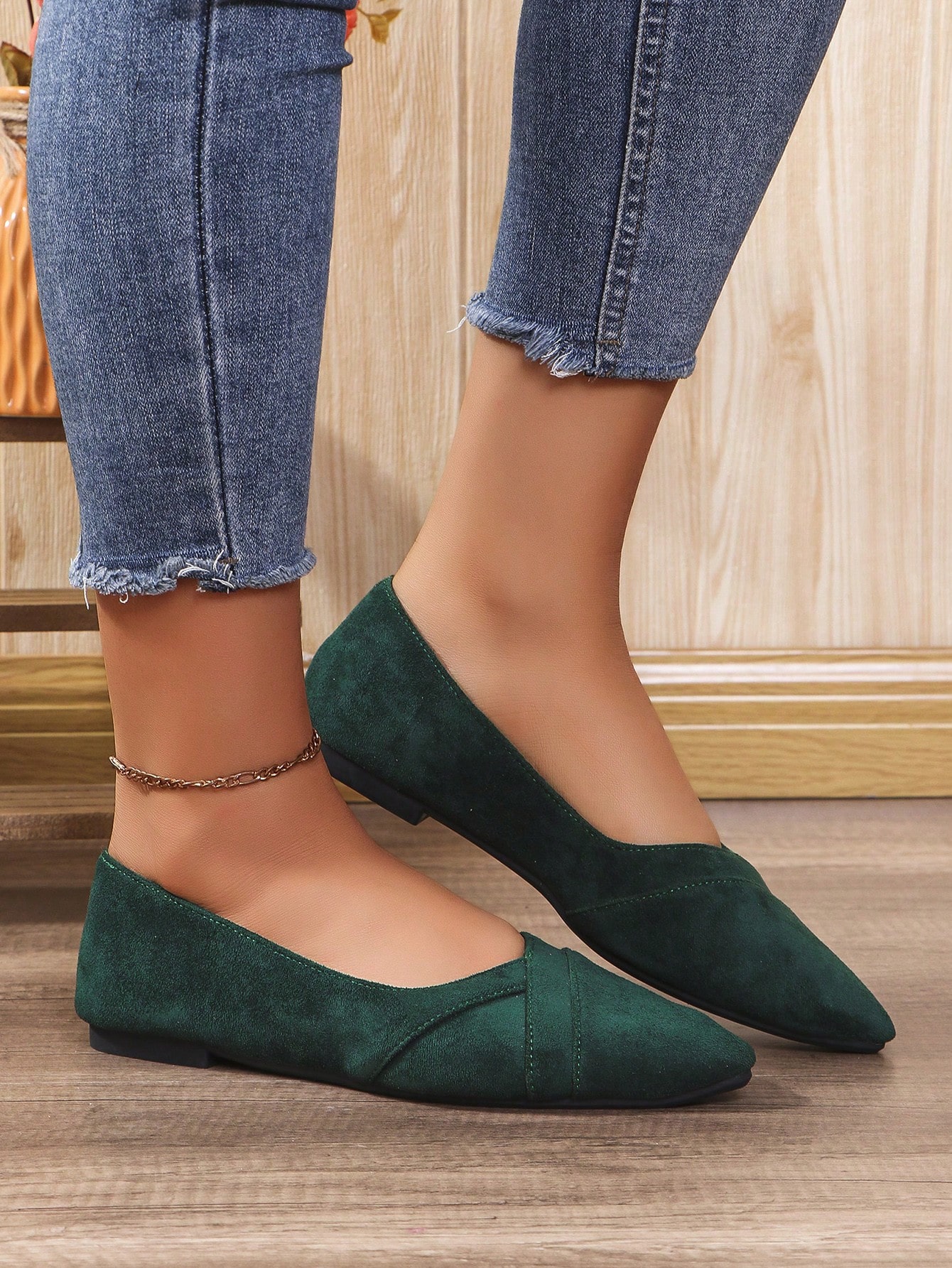 In Dark Green Women Shoes