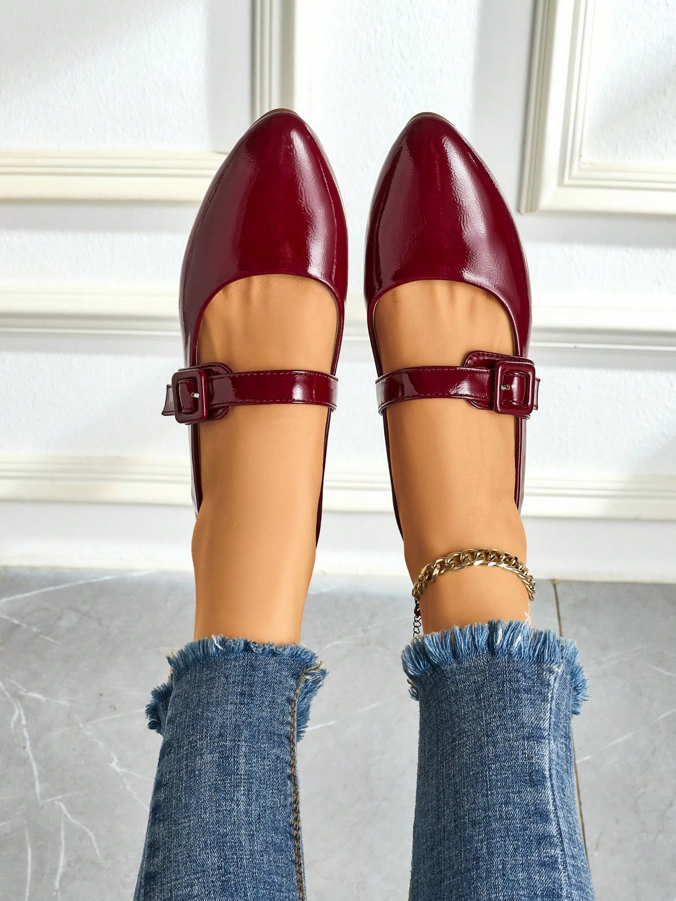 In Burgundy Women Flats