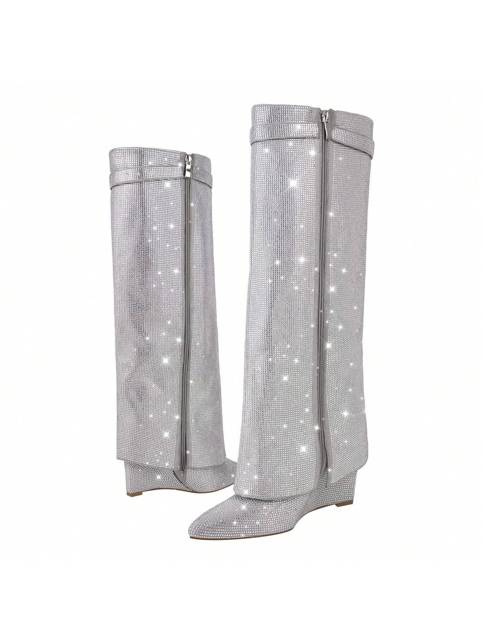 In Silver Women Knee-High Boots