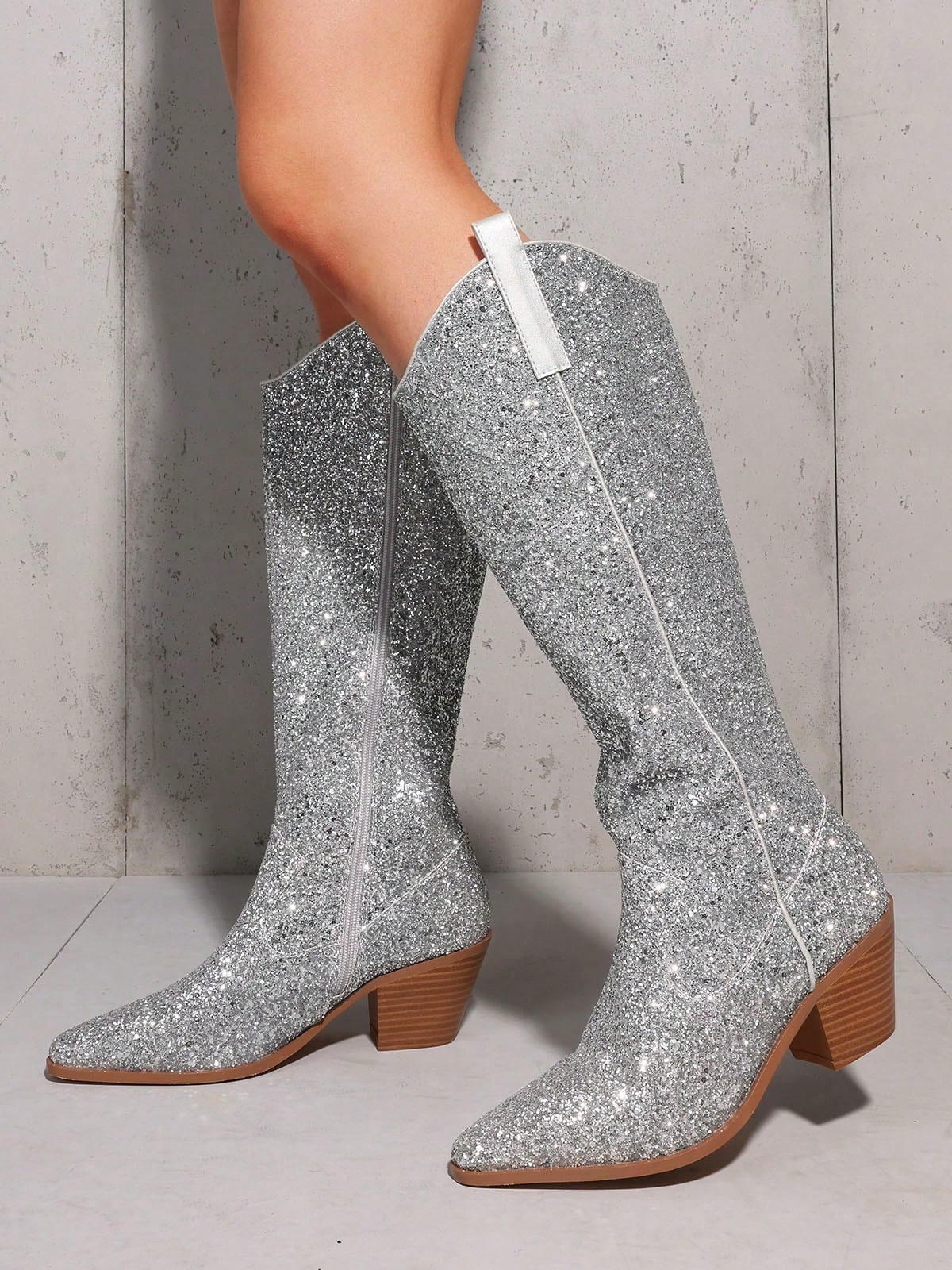 In Silver Women Knee-High Boots