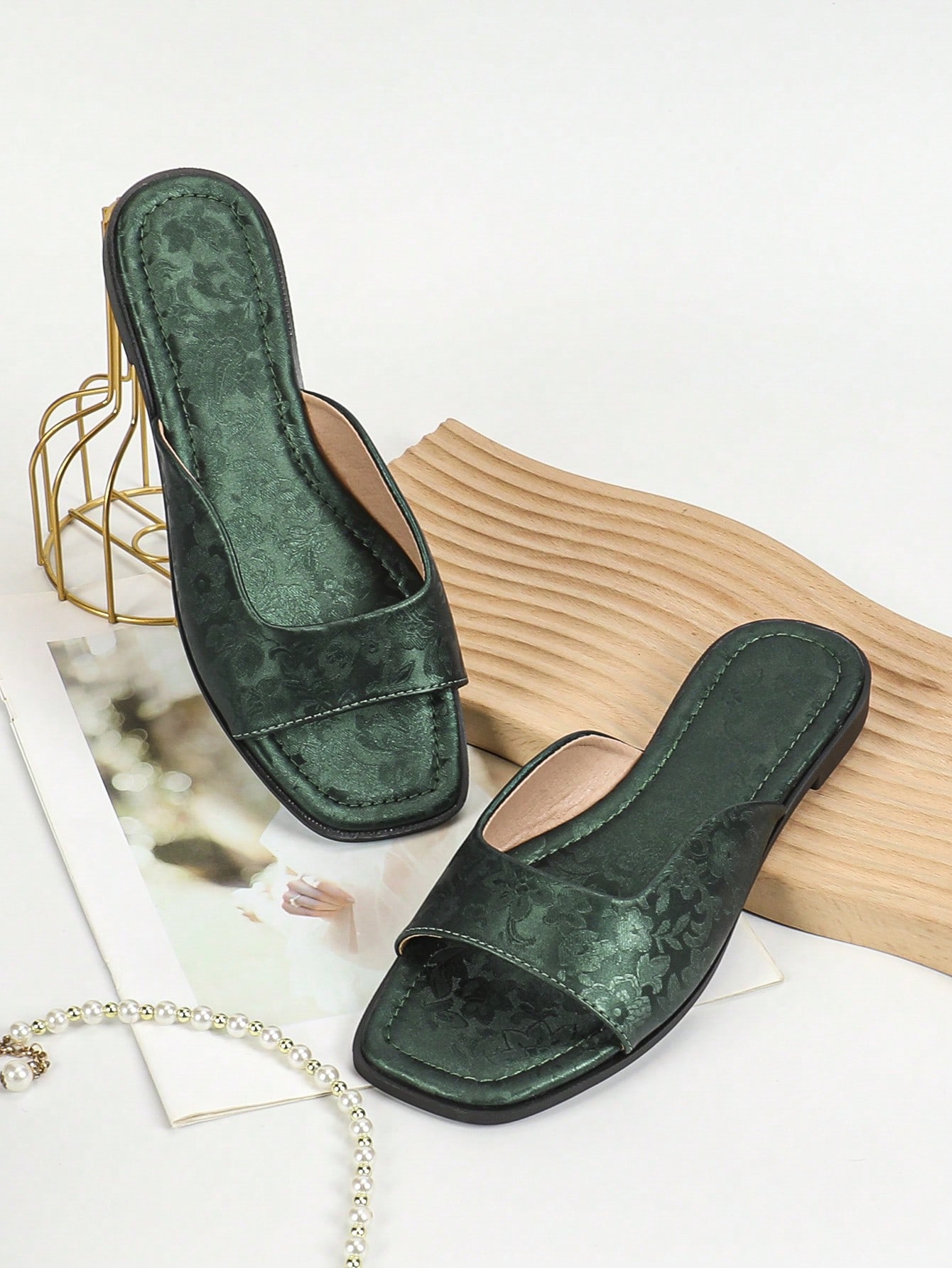 In Dark Green Women Shoes